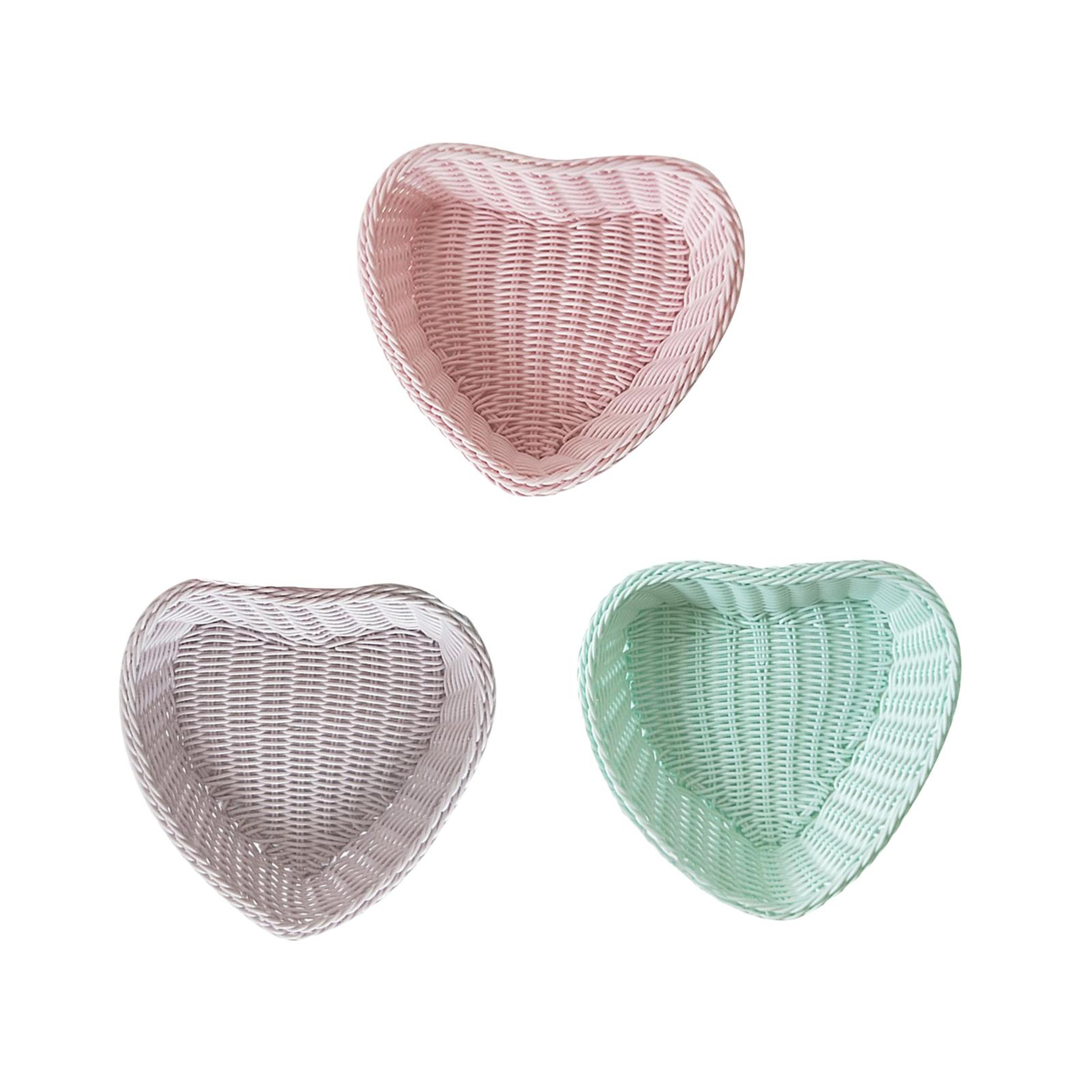 heart shaped woven snack basket decorative fruit tray kitchen organizer