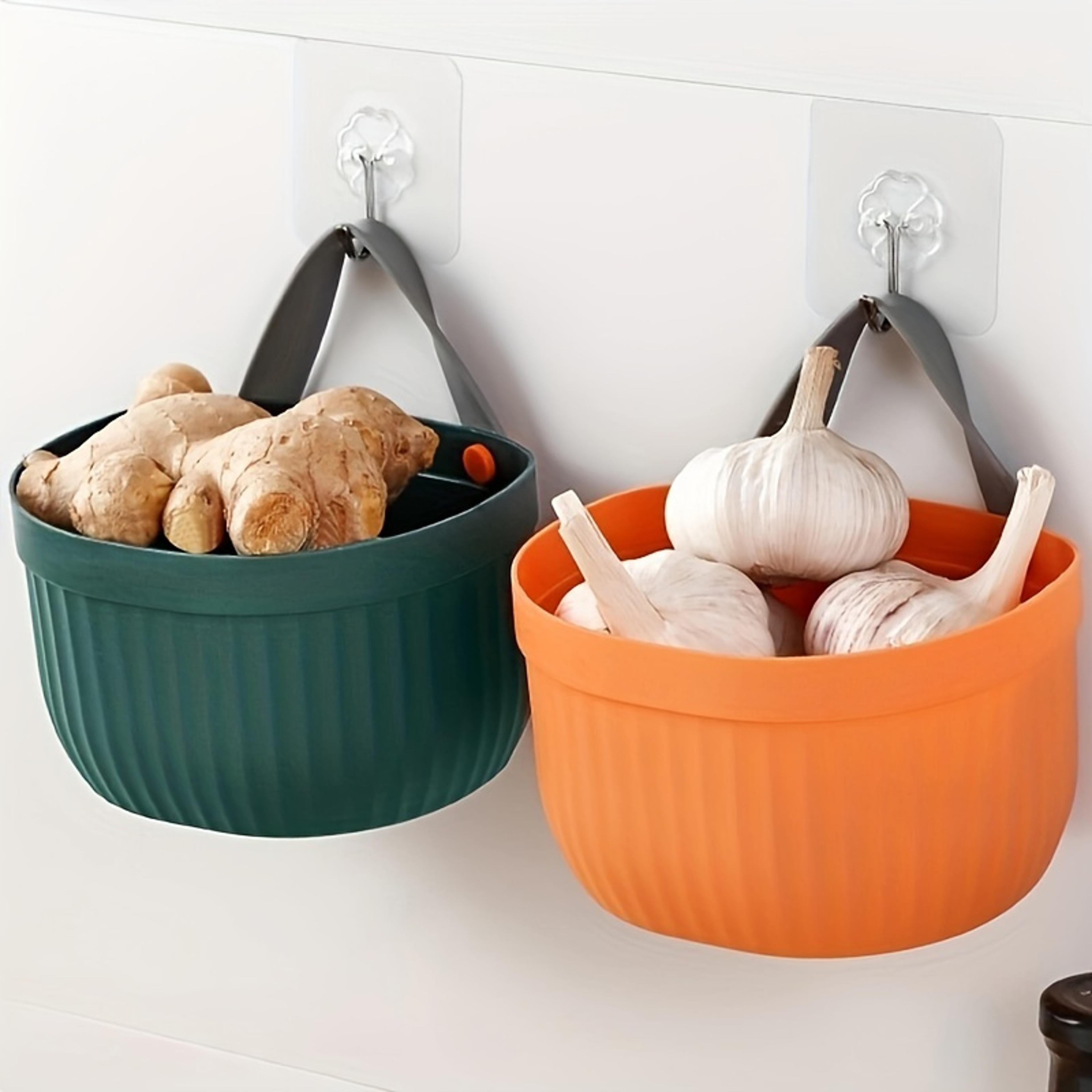 hanging vegetable storage basket for garlic onion and ginger kitchen organizer