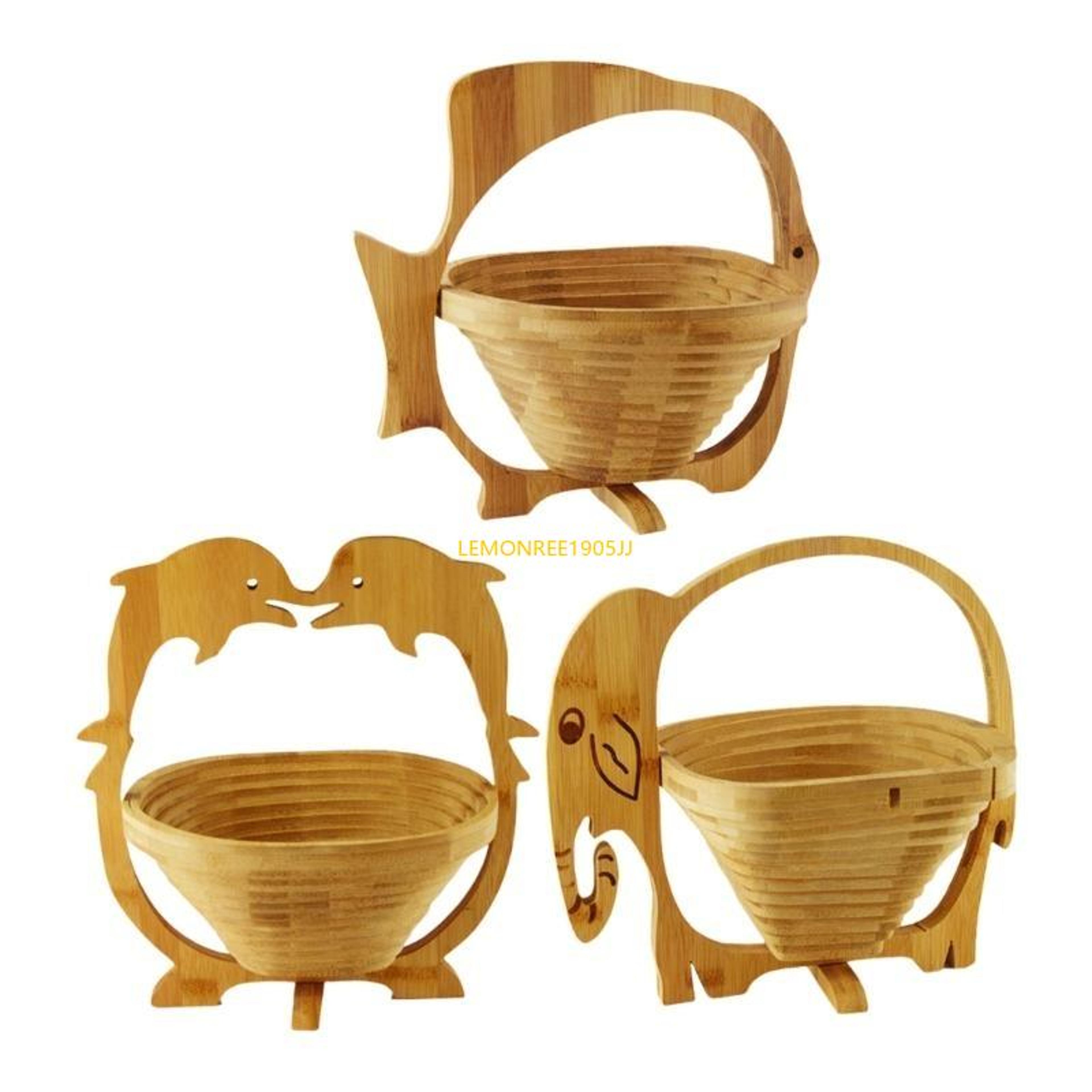 foldable bamboo fruit basket decorative snack bowl for home party gifts