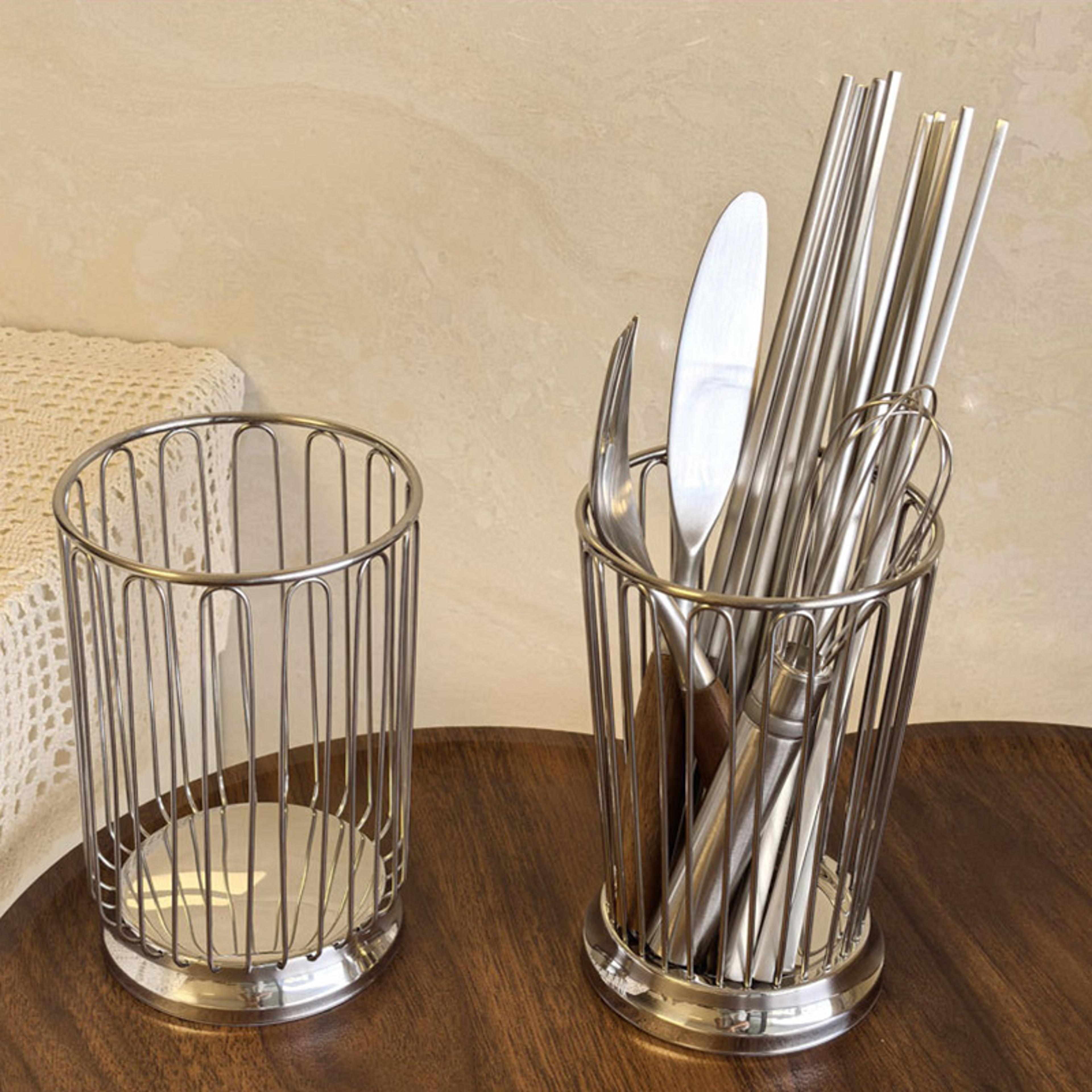 stainless steel cutlery holder kitchen utensil organizer with drain basket