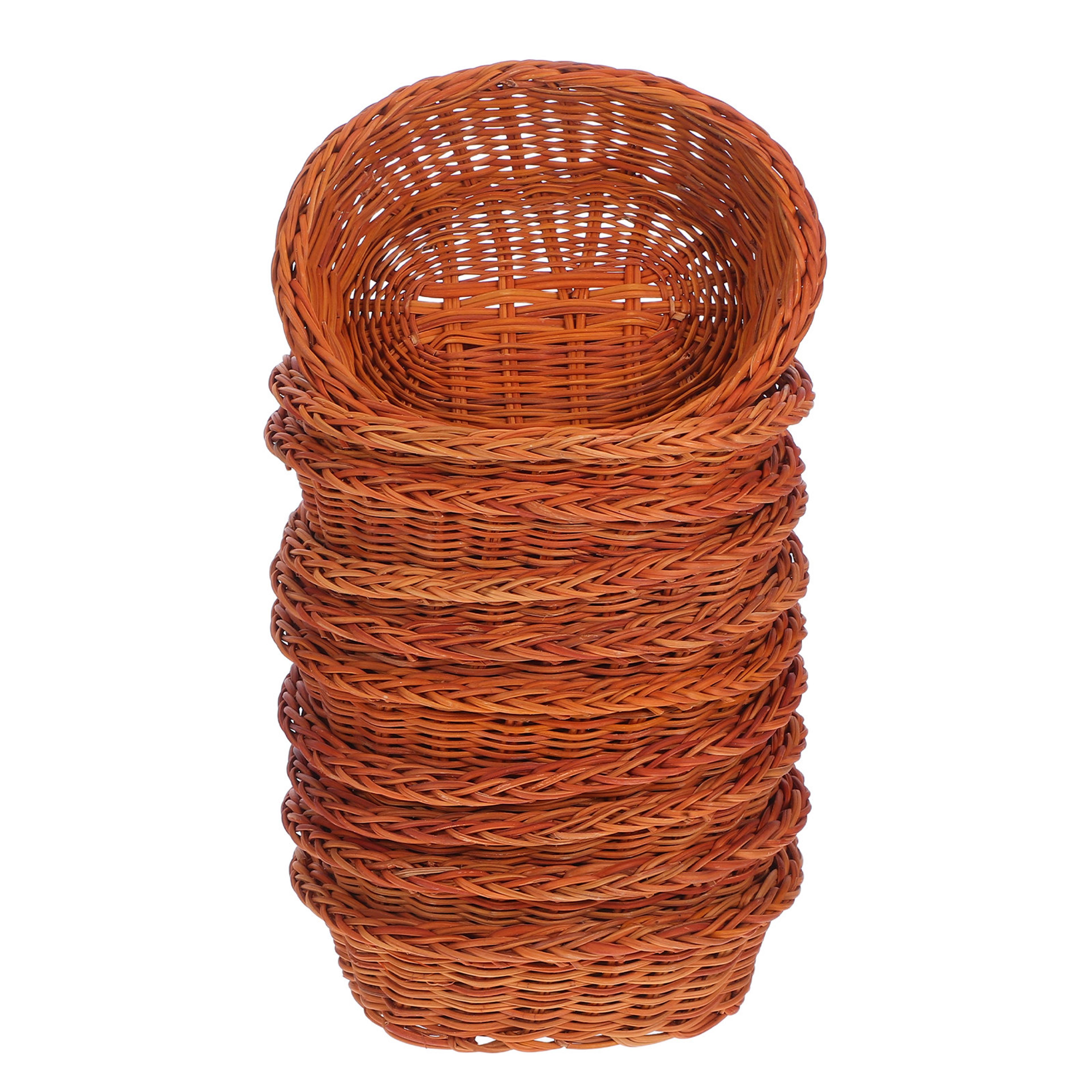 hand woven rattan bread basket set for kitchen counter storage and fruit organization