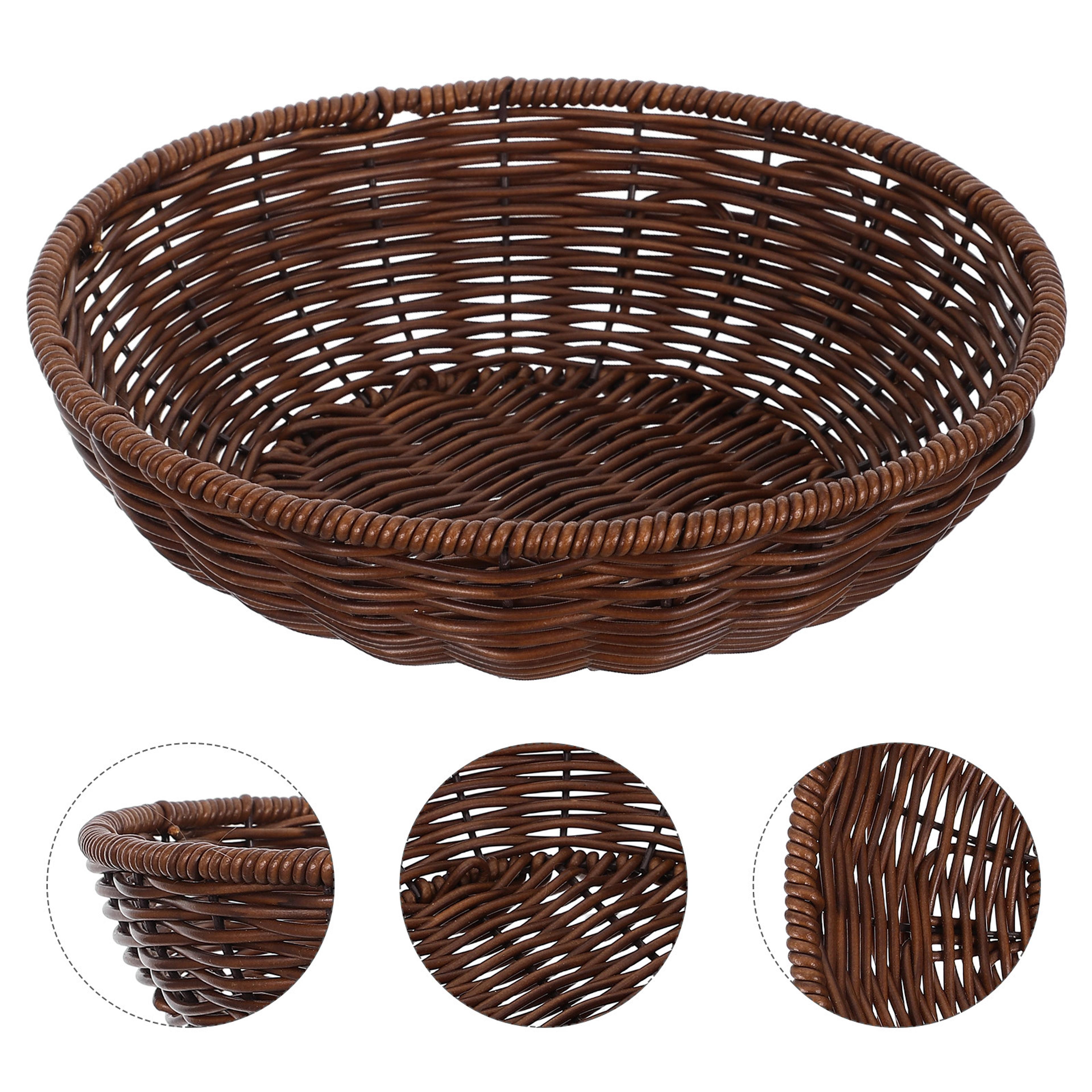 round handwoven rattan fruit basket natural storage bowl for kitchen decor