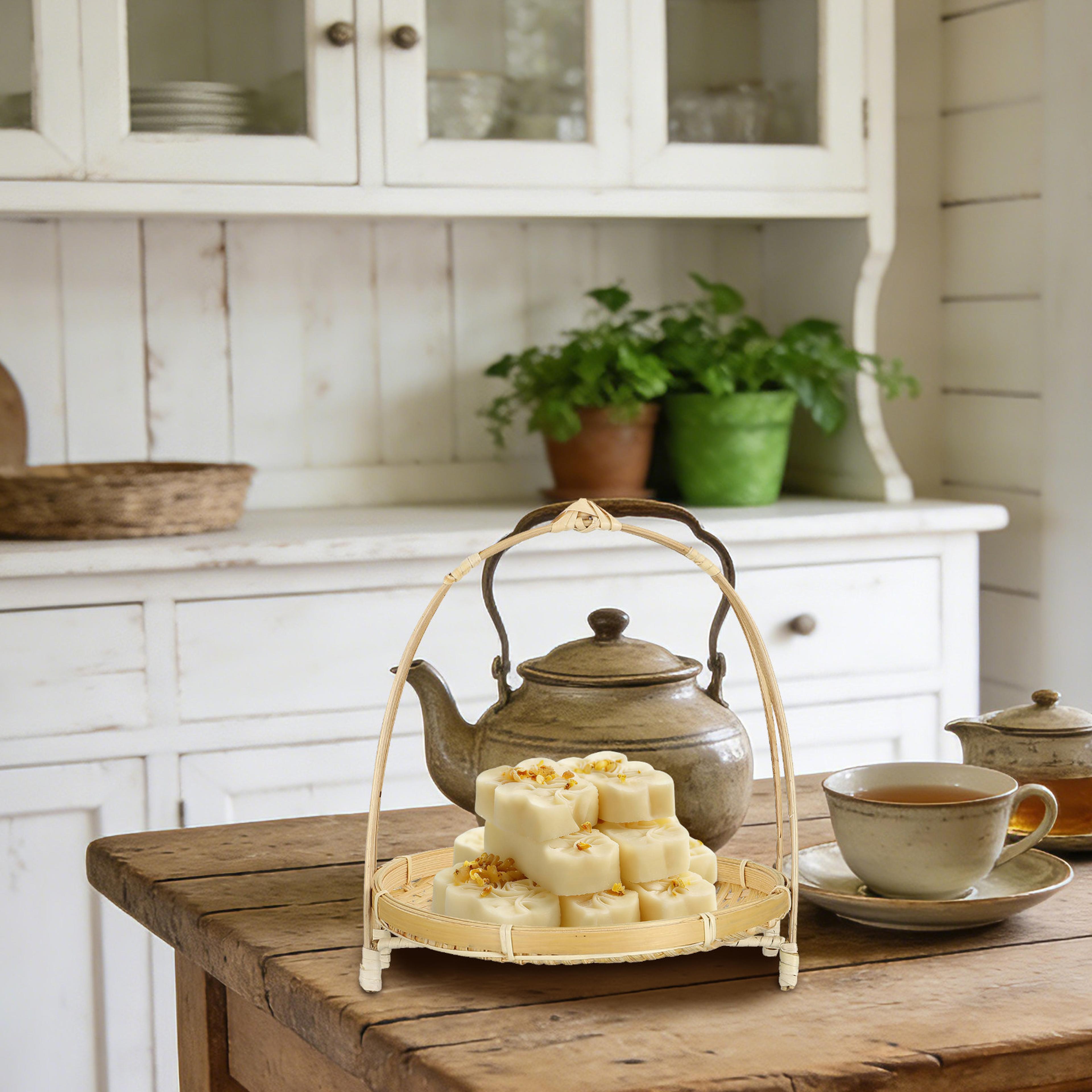bamboo woven fruit basket rustic kitchen storage organizer