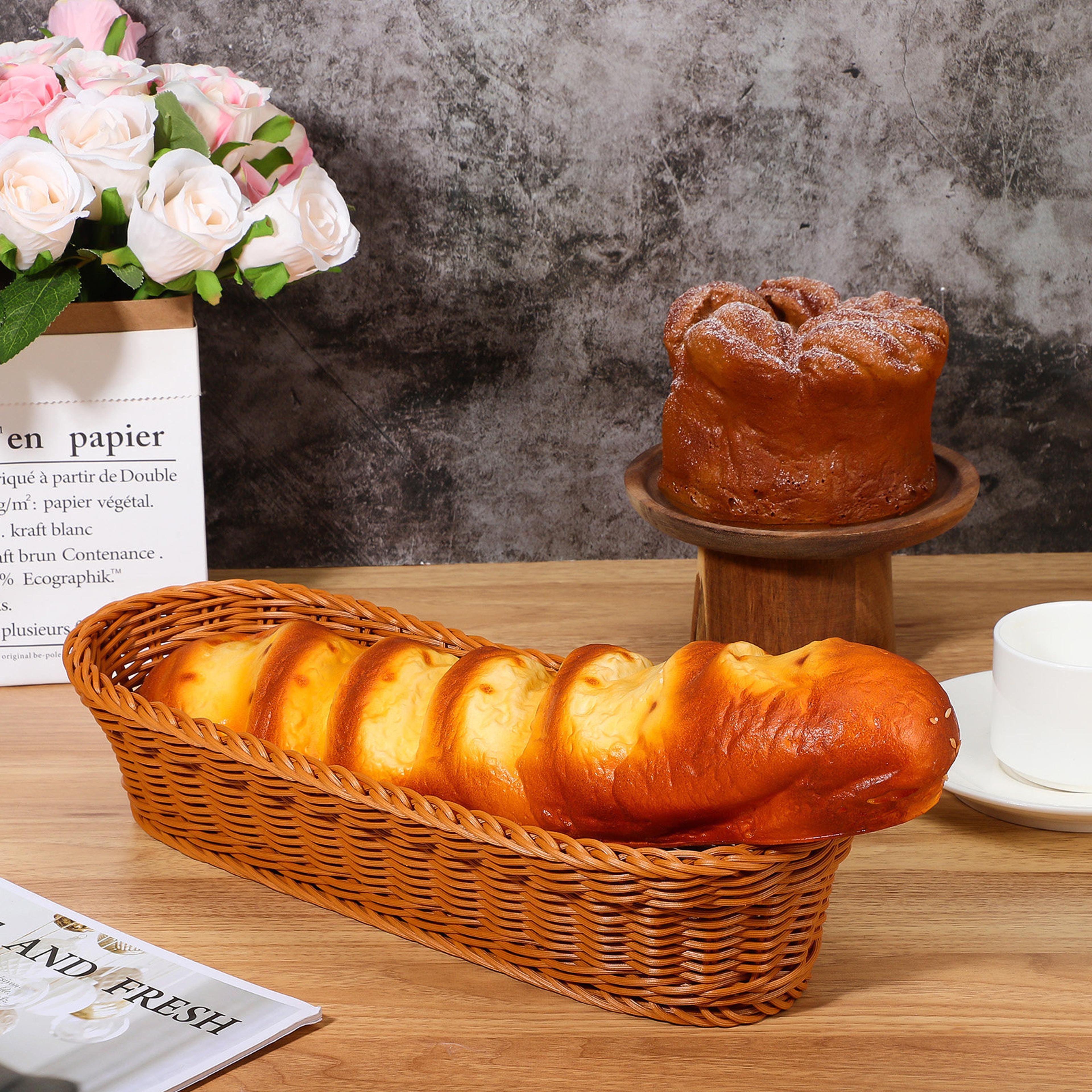 natural woven bread basket large kitchen storage basket fruit tray organizer