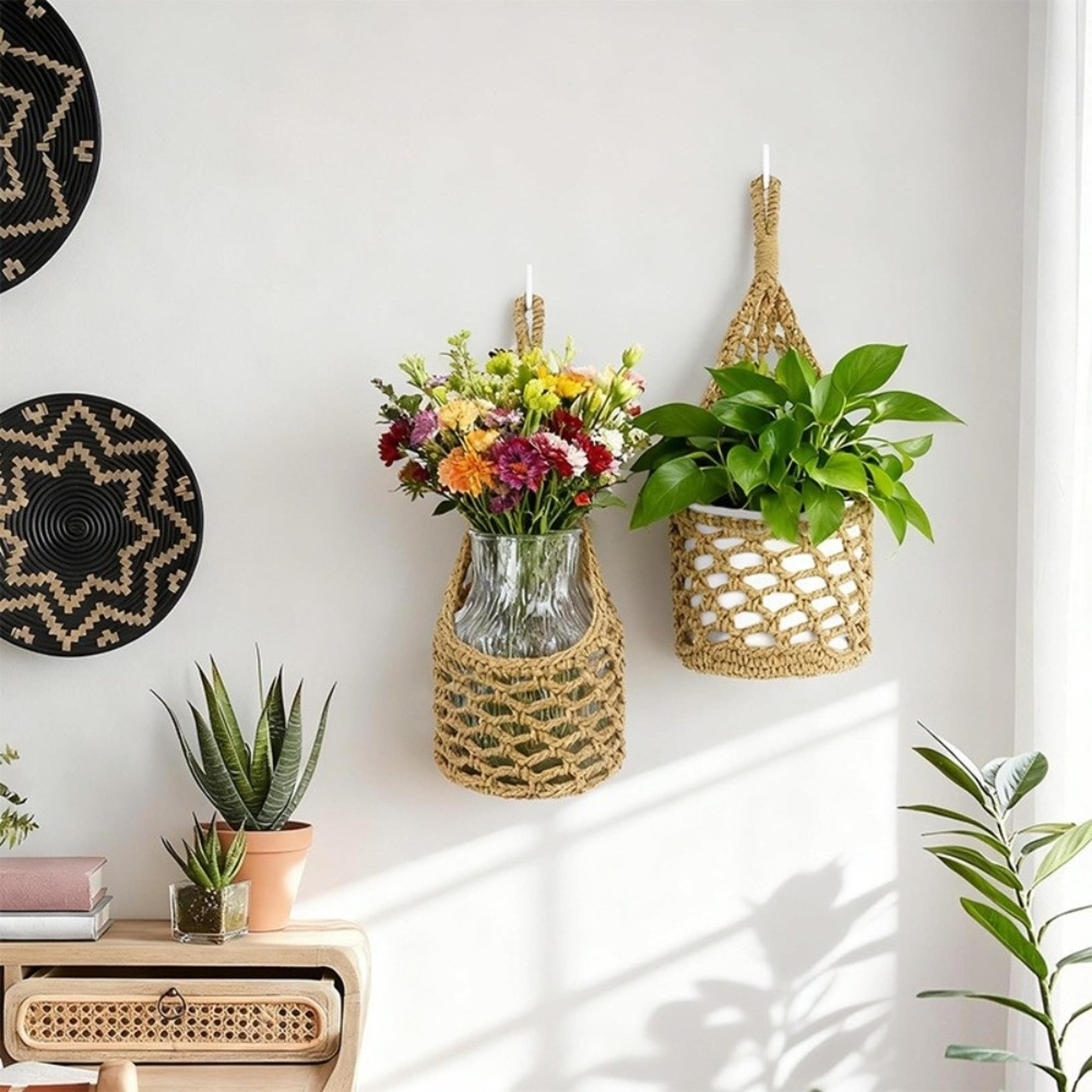 boho macrame wall plant hanger cotton woven hanging basket