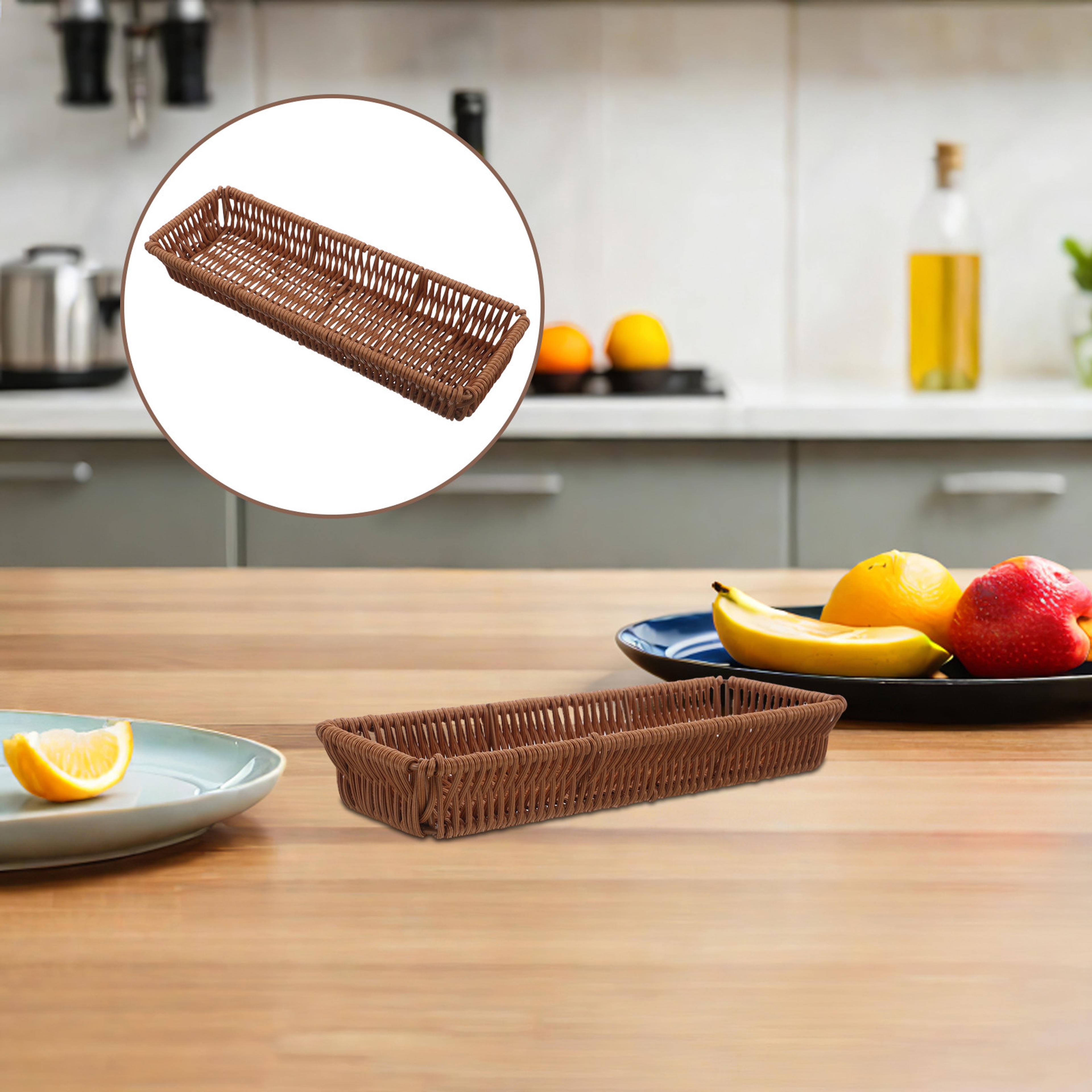 handwoven rattan cutlery basket kitchen countertop organizer