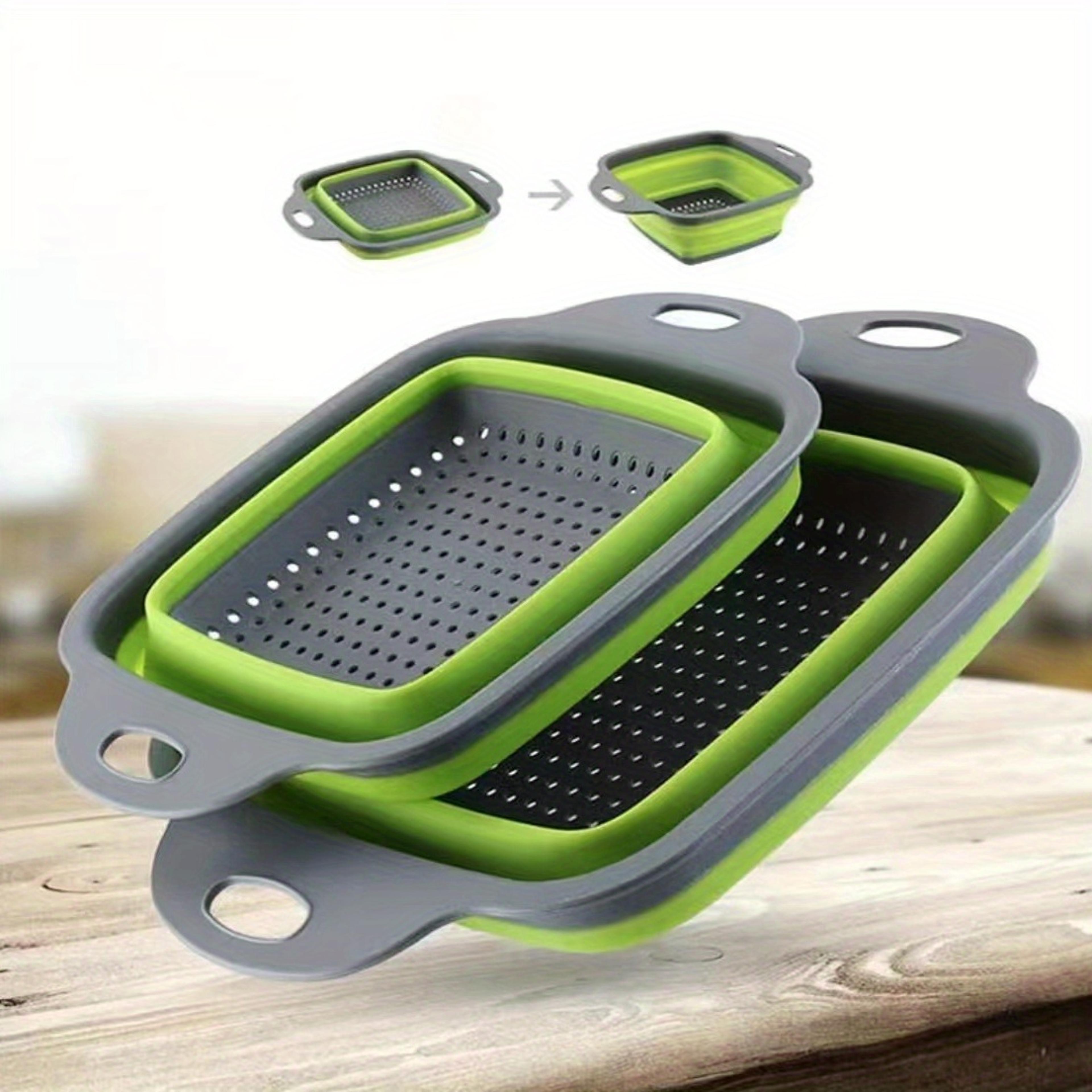 silicone folding drain basket foldable colander vegetable washing strainer kitchen storage tool