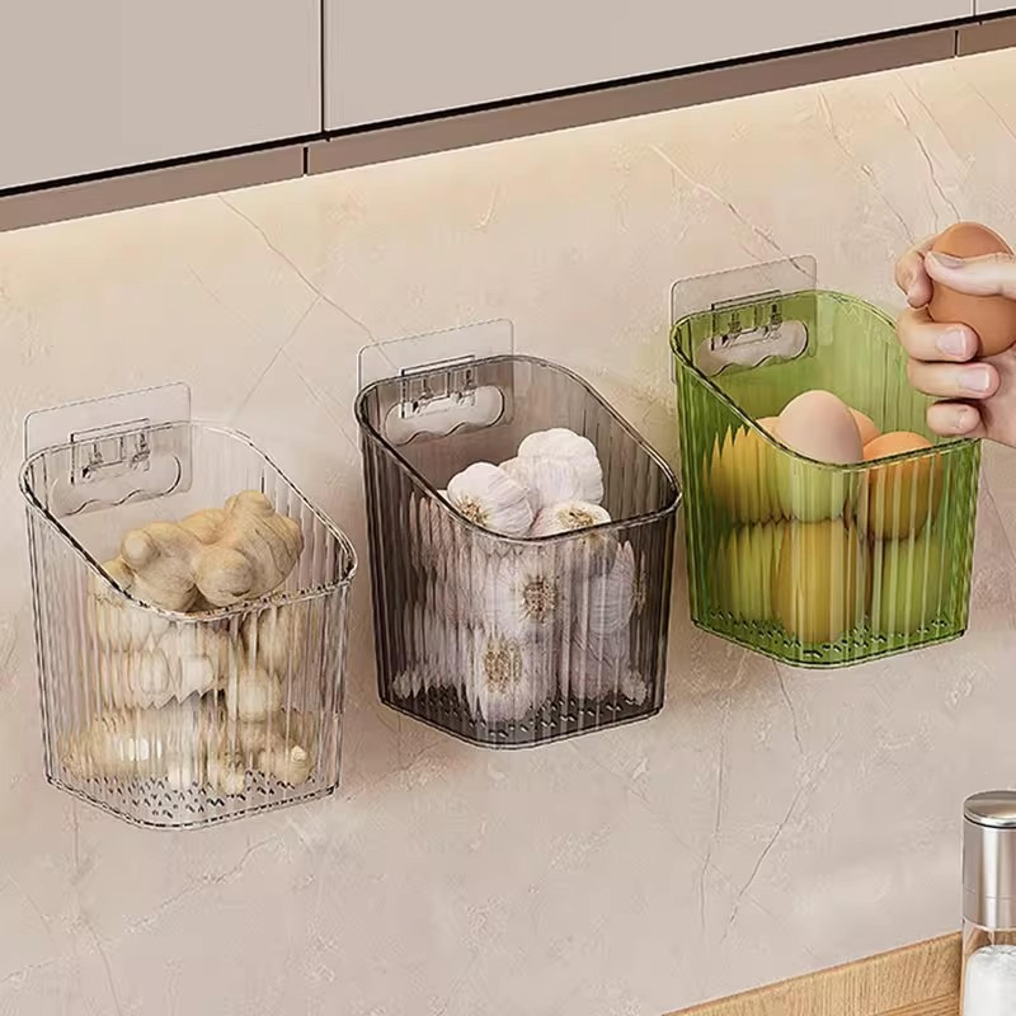 clear wall mount storage box no drill bathroom kitchen organizer