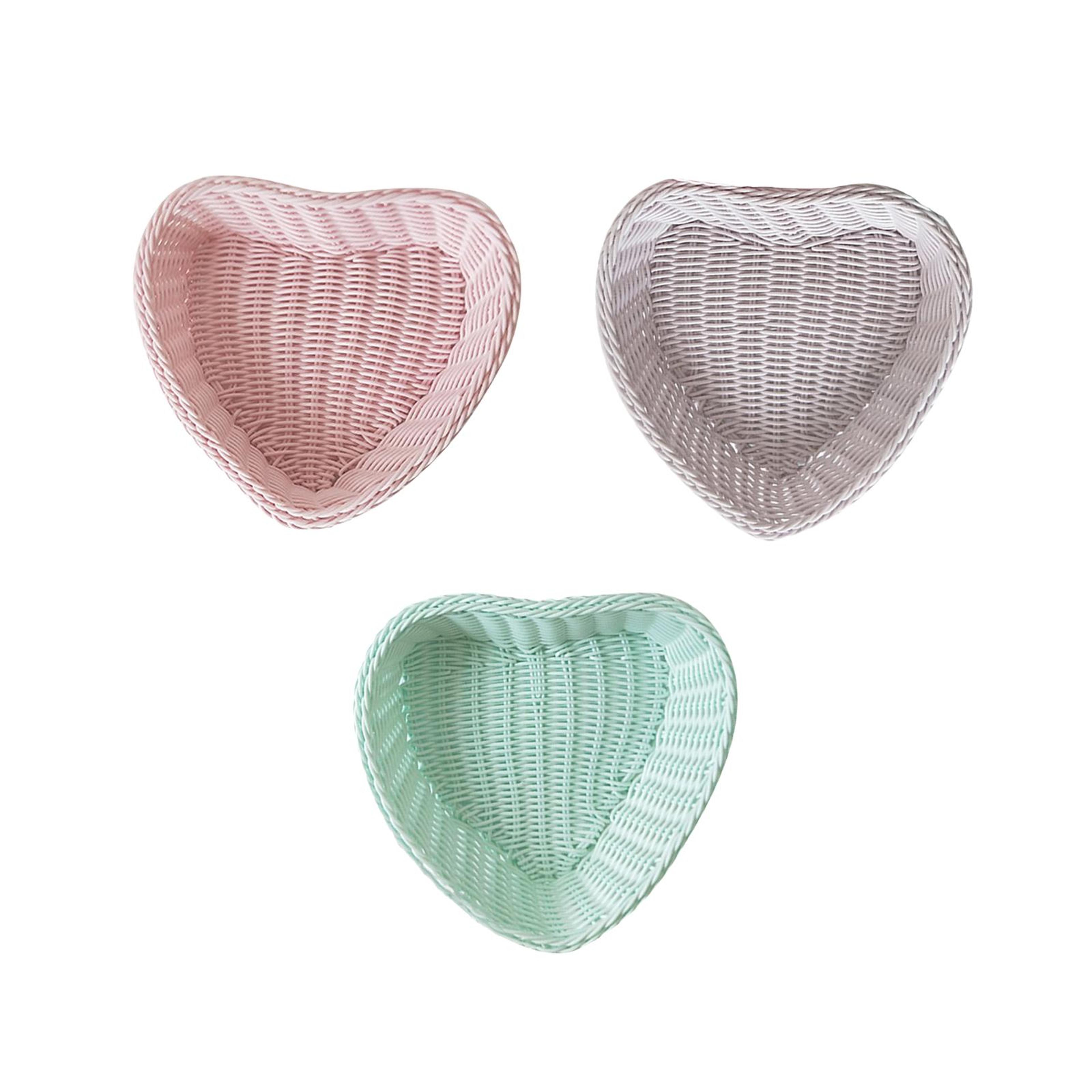 heart shaped woven snack basket fruit bread tray for home party decor