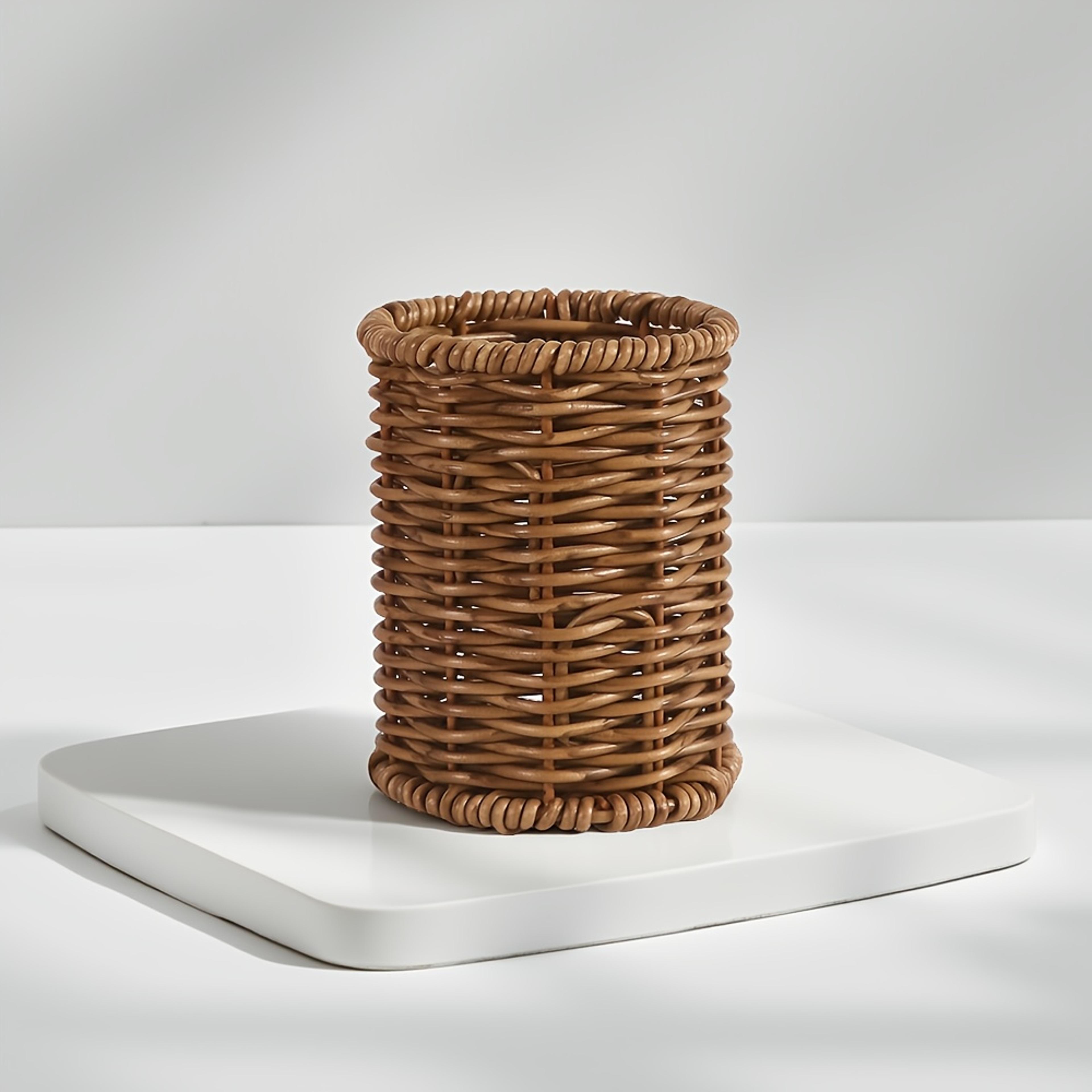 retro rattan chopstick holder kitchen utensil storage basket for dining table