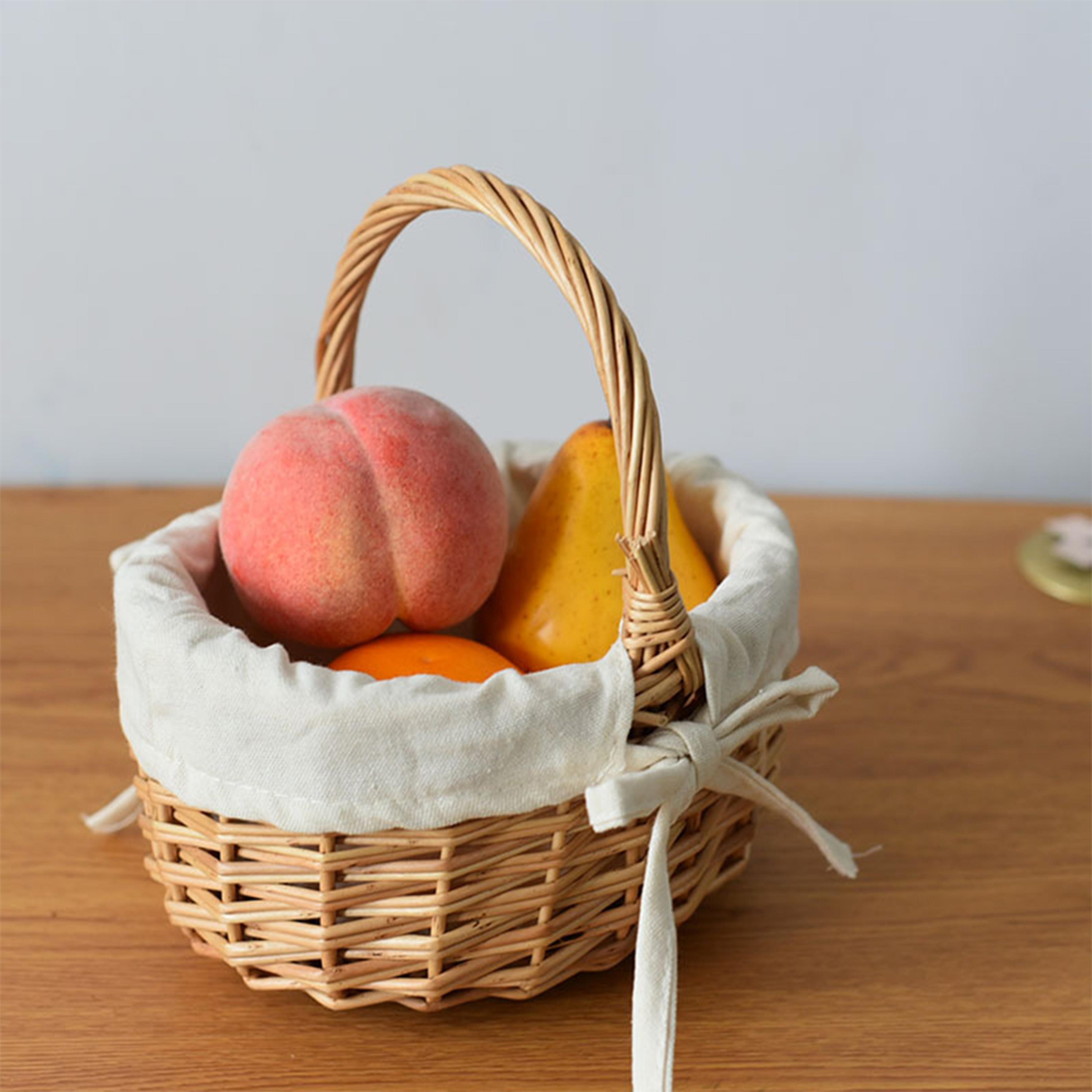 natural bamboo basket set with bow knot for fruit storage picnic and flower decor