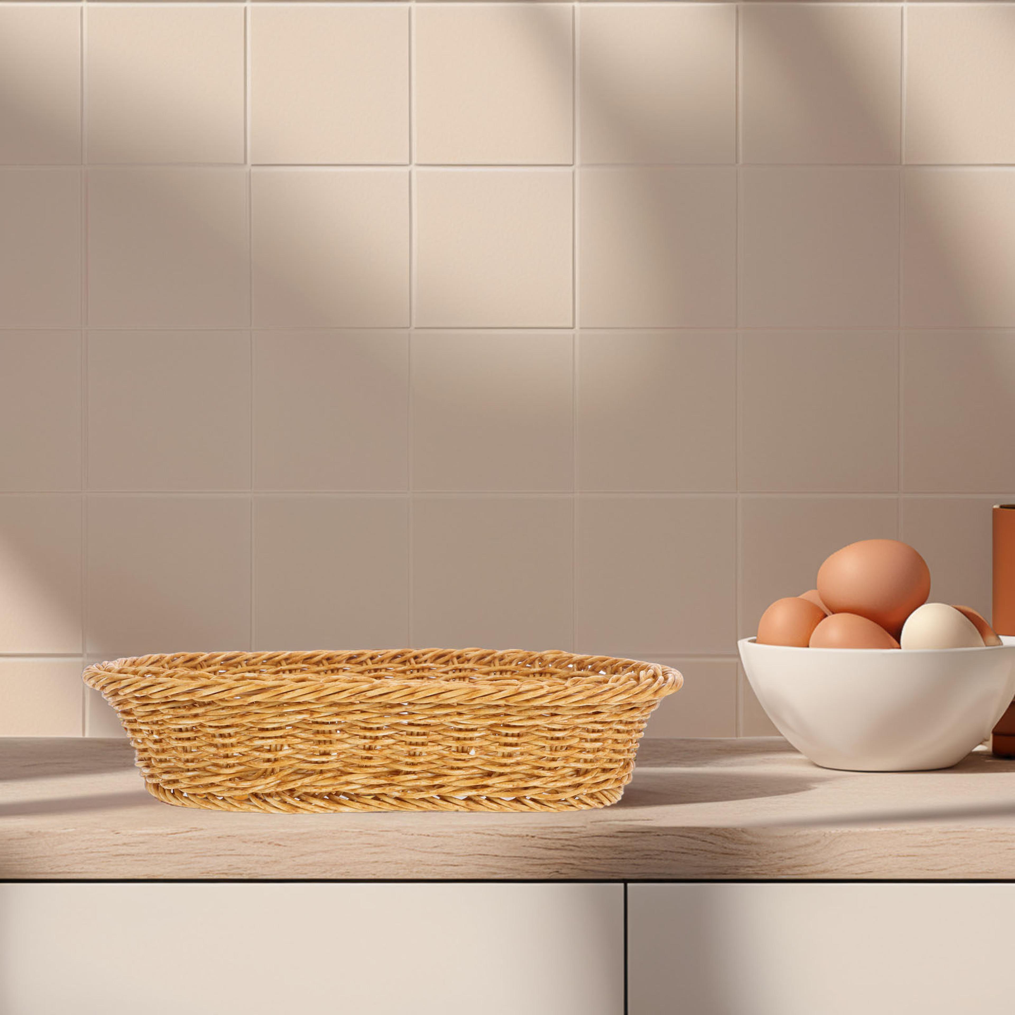 oval woven plastic basket fruit snack storage organizer serving tray