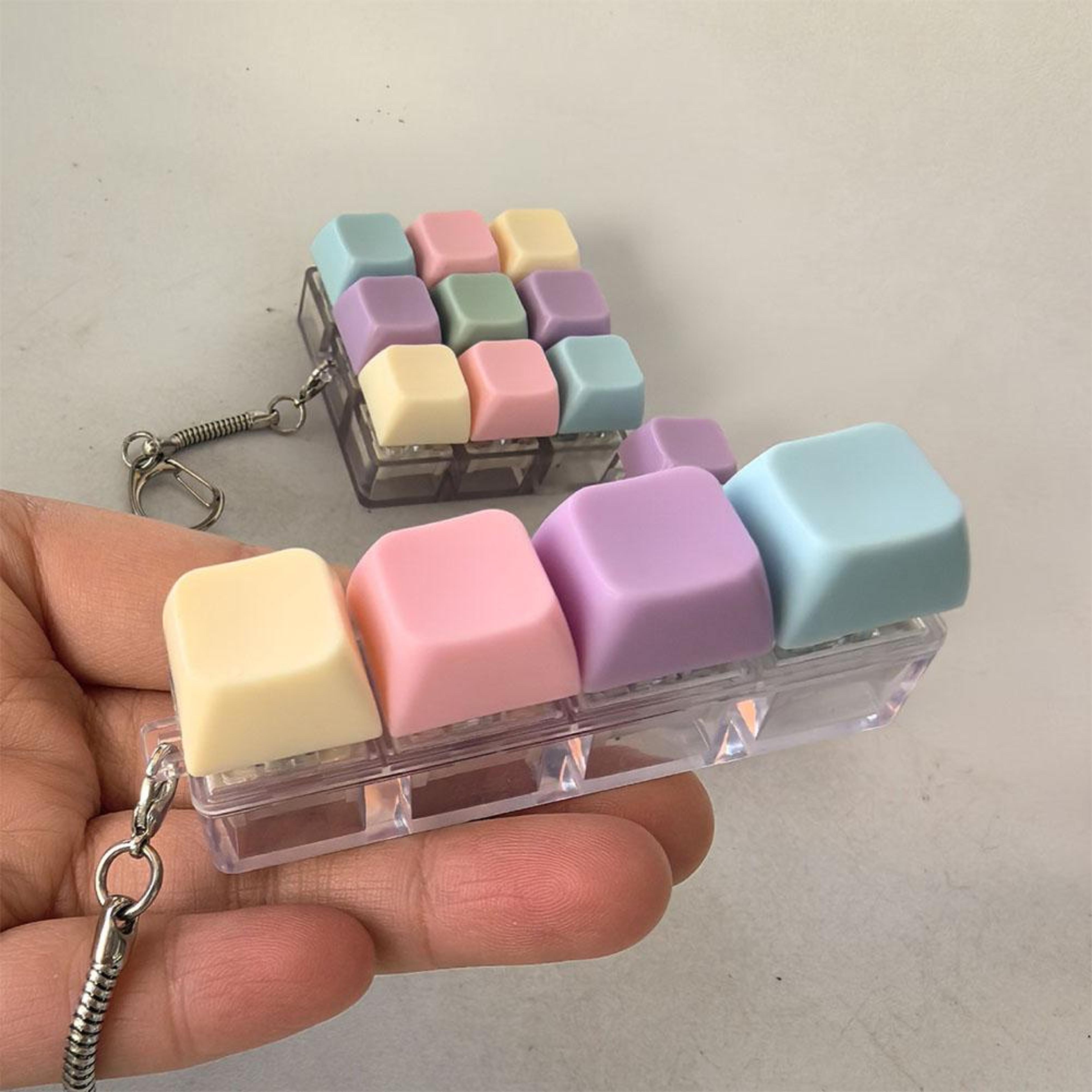 mechanical keyboard fidget keychain portable stress relief toy gift for gamers
