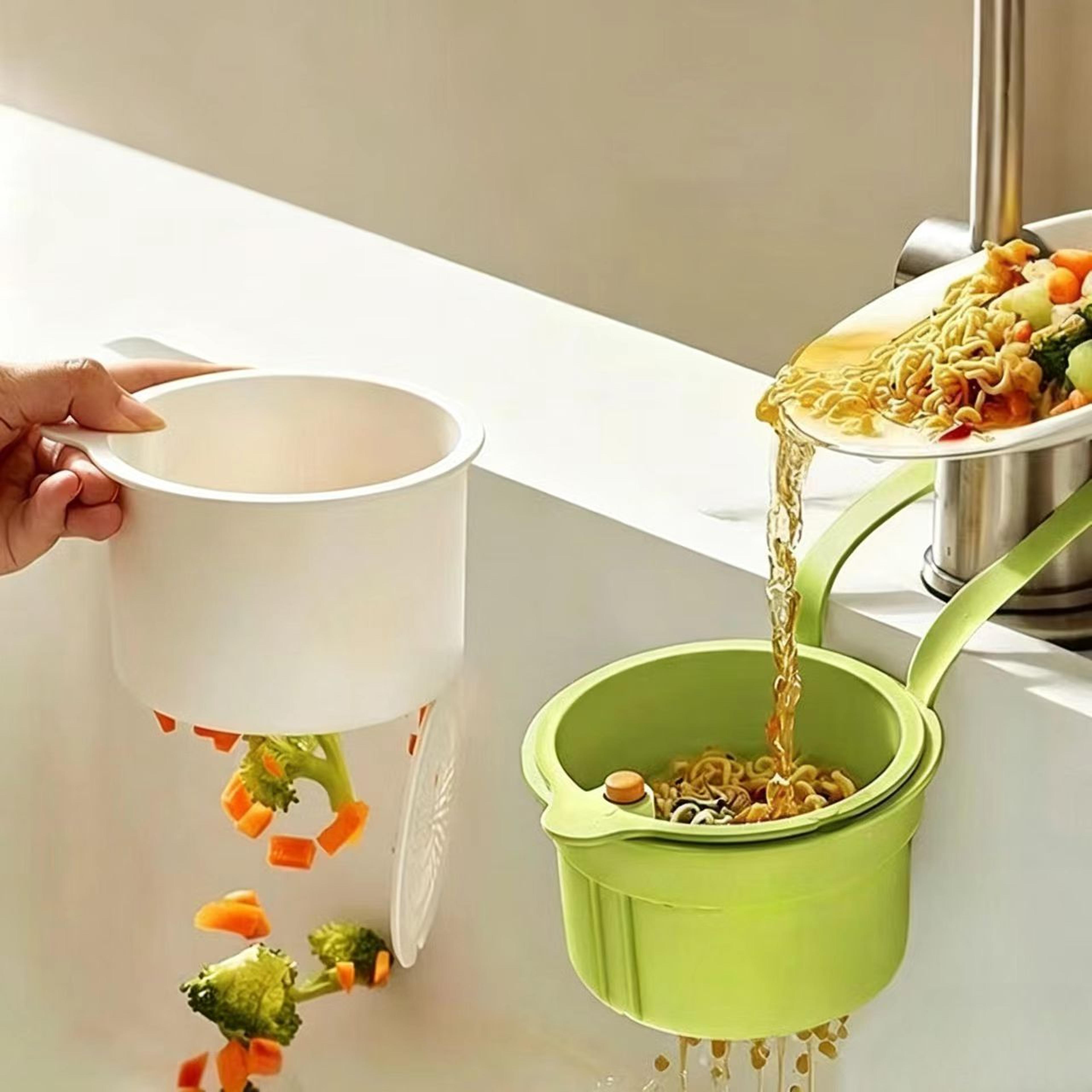 kitchen sink strainer basket with faucet hanging waste catcher and drain filter yellow