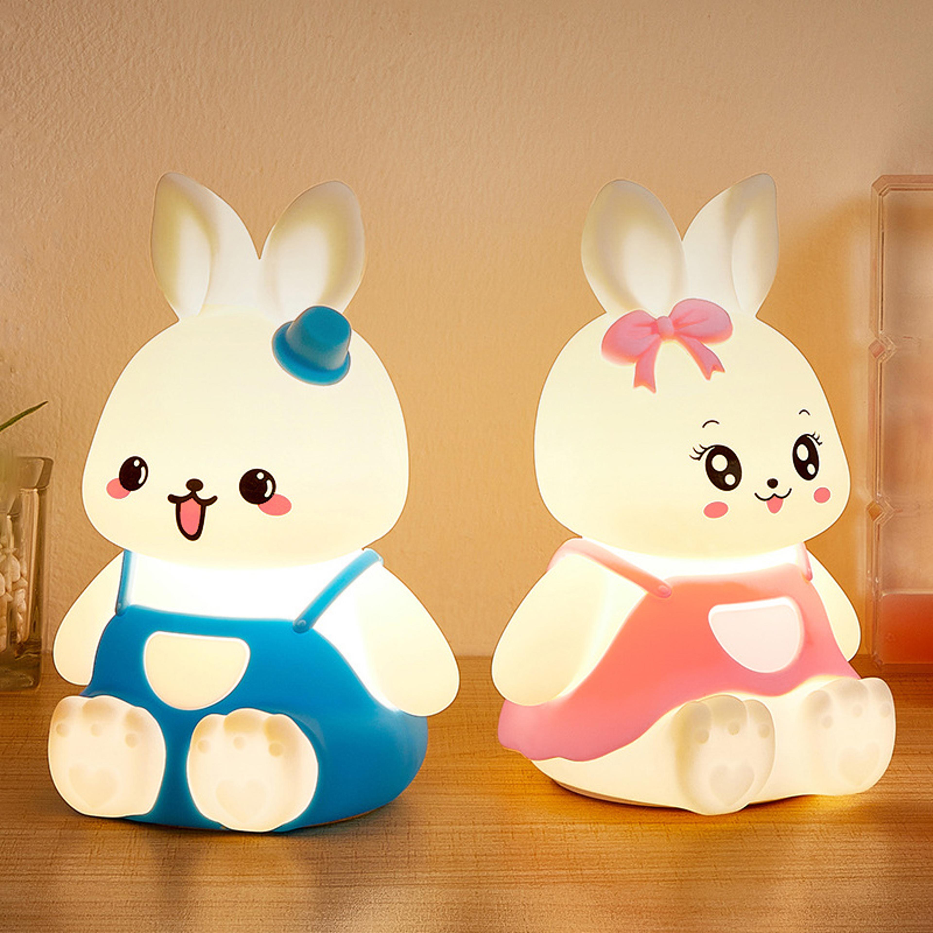 cute rabbit night light silicone led lamp with 5 colour changing glow for kids nursery