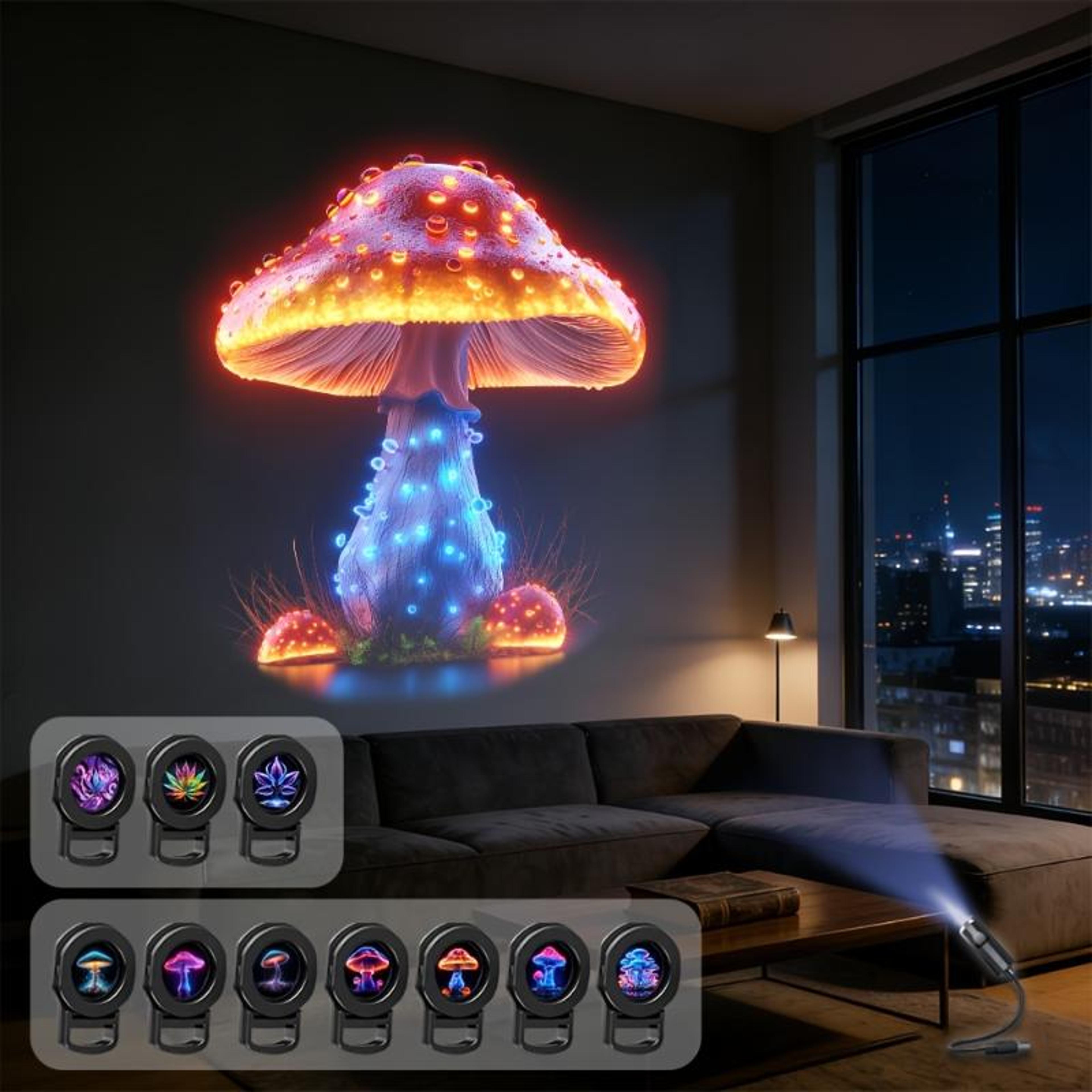 mushroom led starry sky projector light dreamy leaf ceiling night lamp