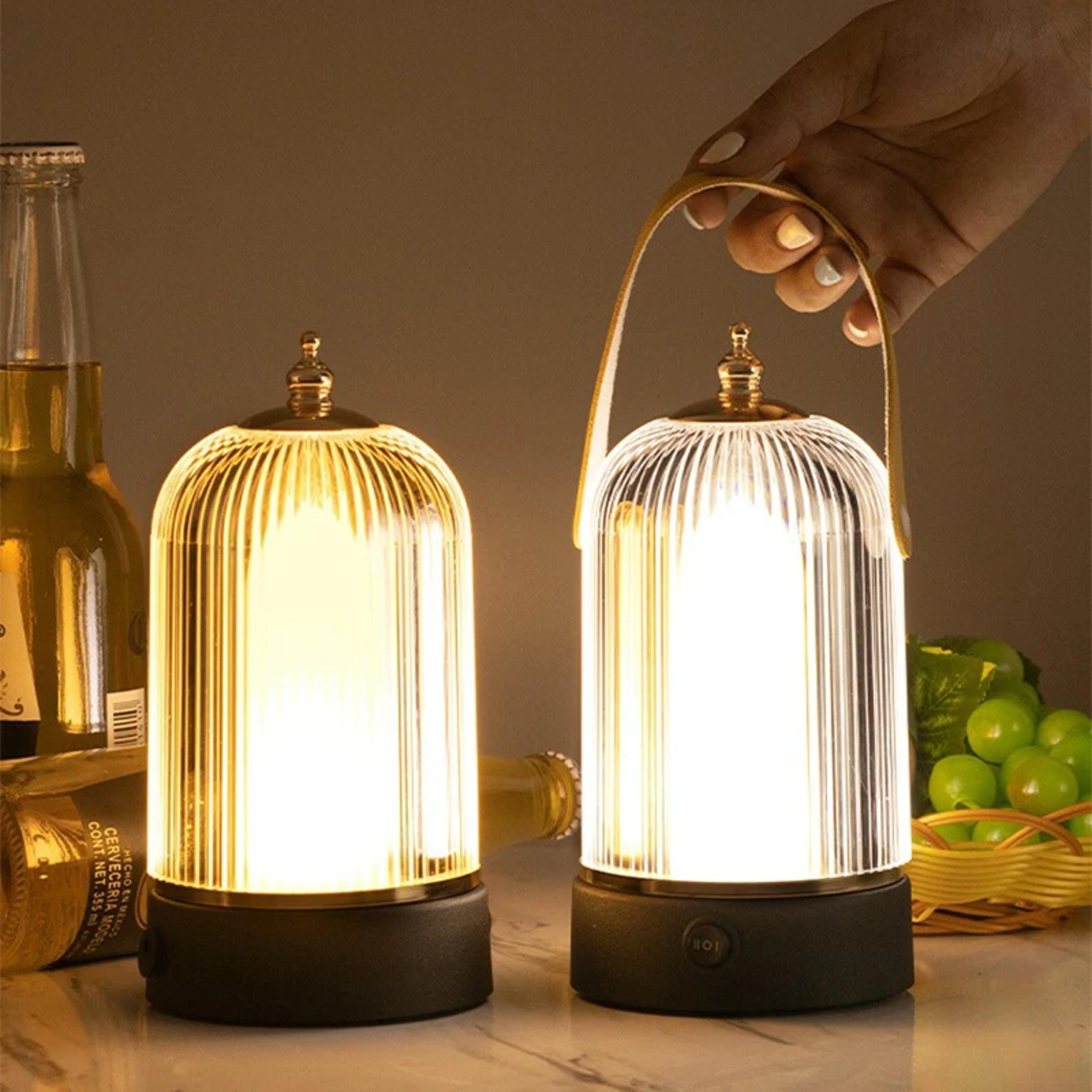retro led table lamp portable birdcage handle touch battery type c night light