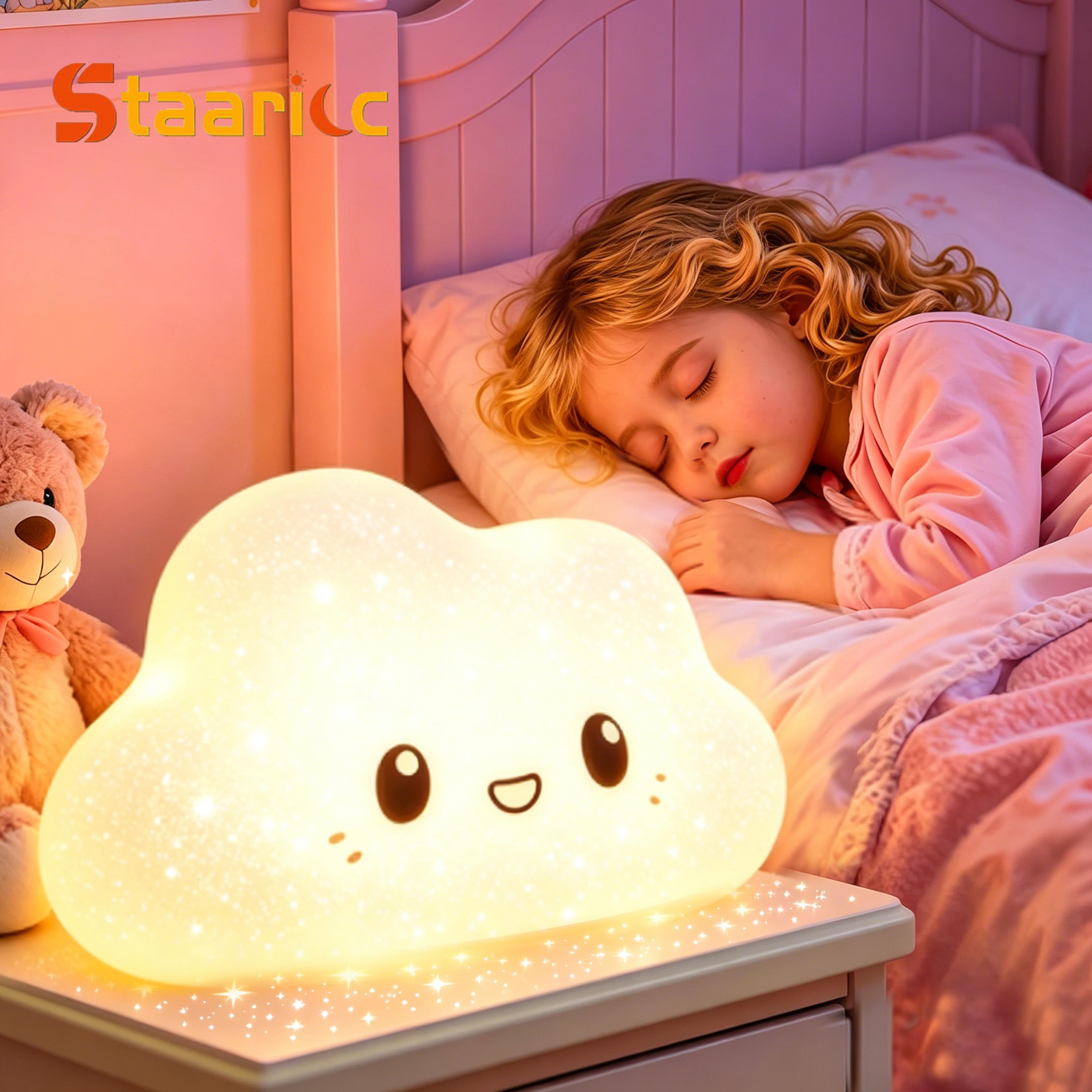 cute silicone night light for kids usb rechargeable bedside lamp with clap control