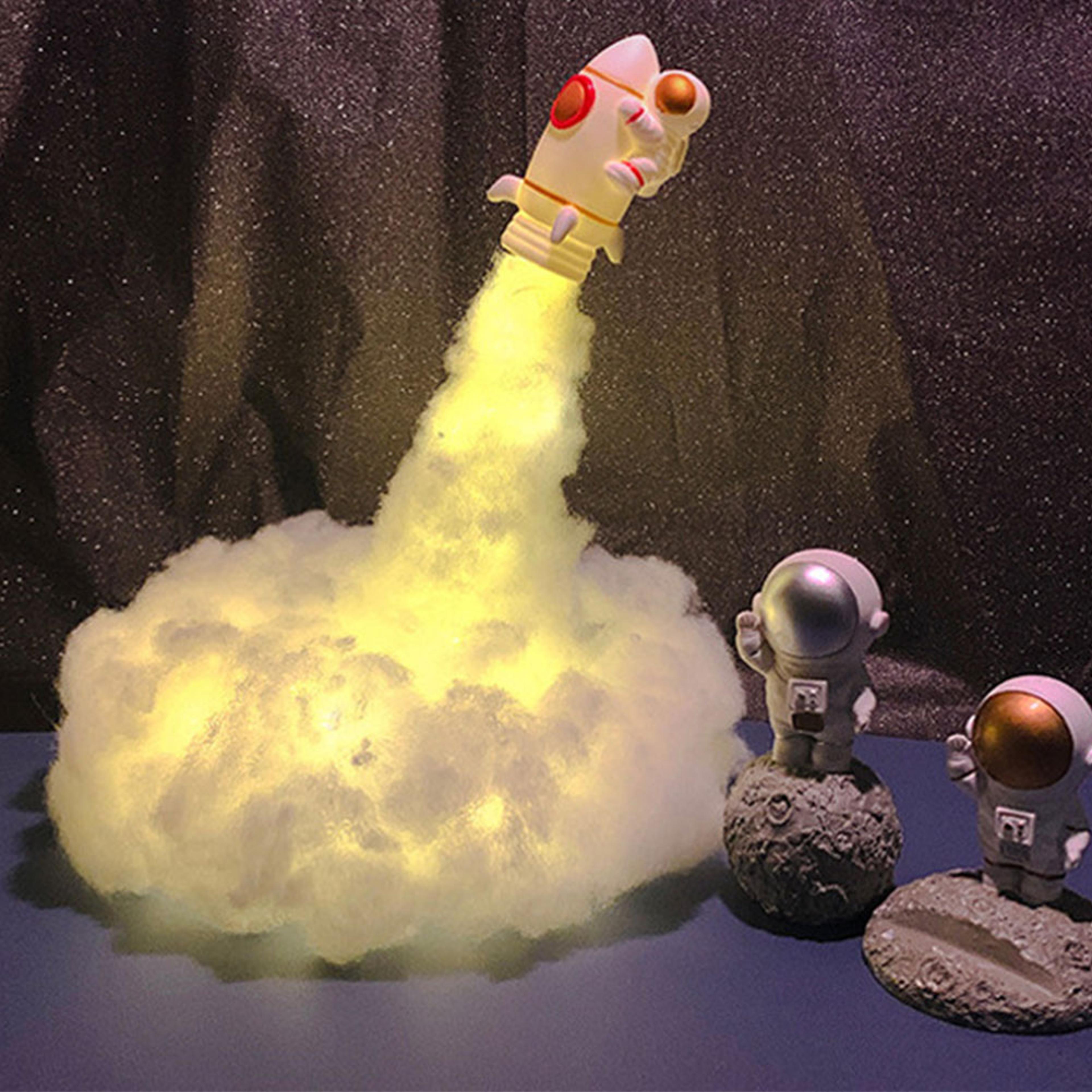 printed rocket astronaut lamp led night light with colorful clouds usb rechargeable kids gift