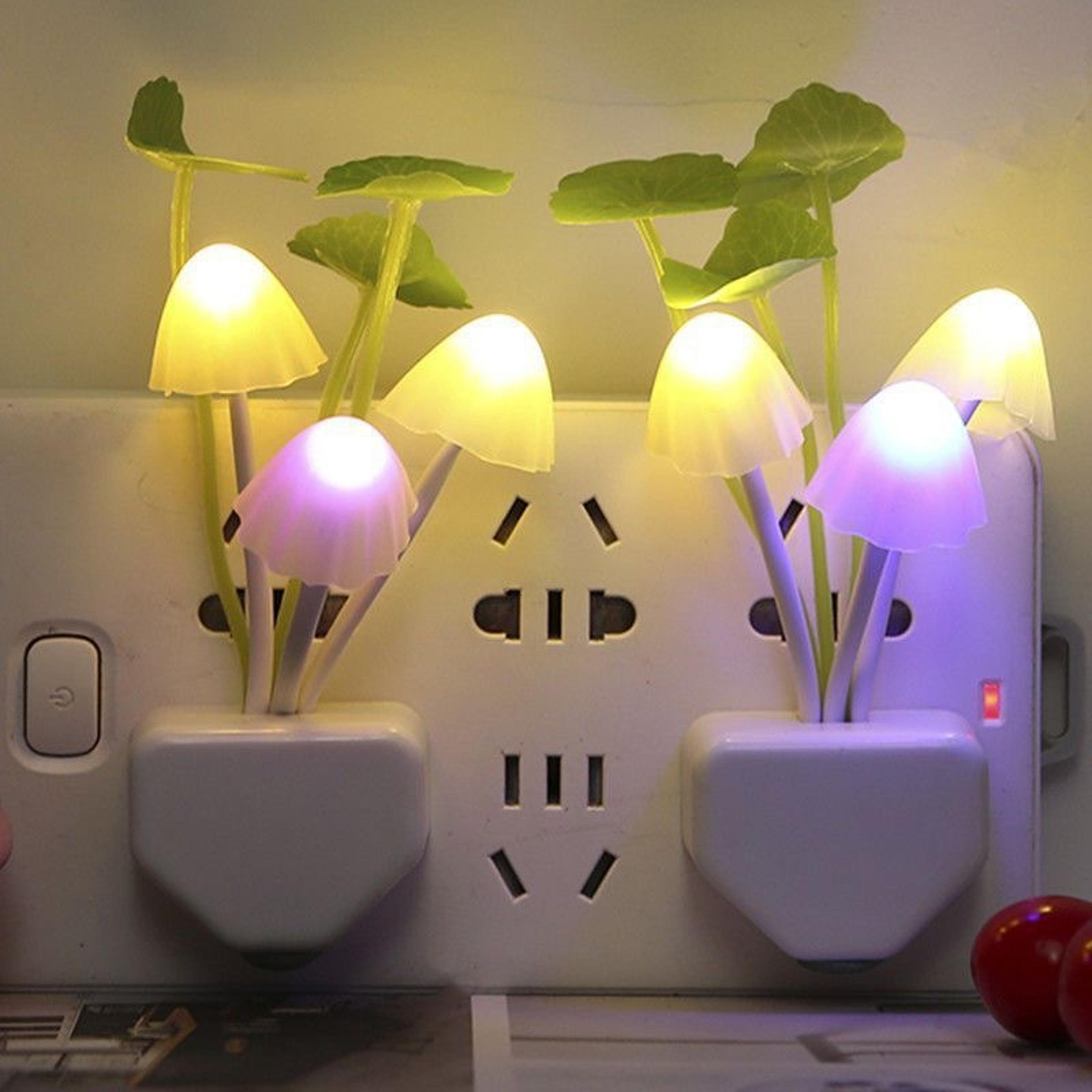 mushroom night light led bed lamp with light sensor colorful glow for bedroom decor