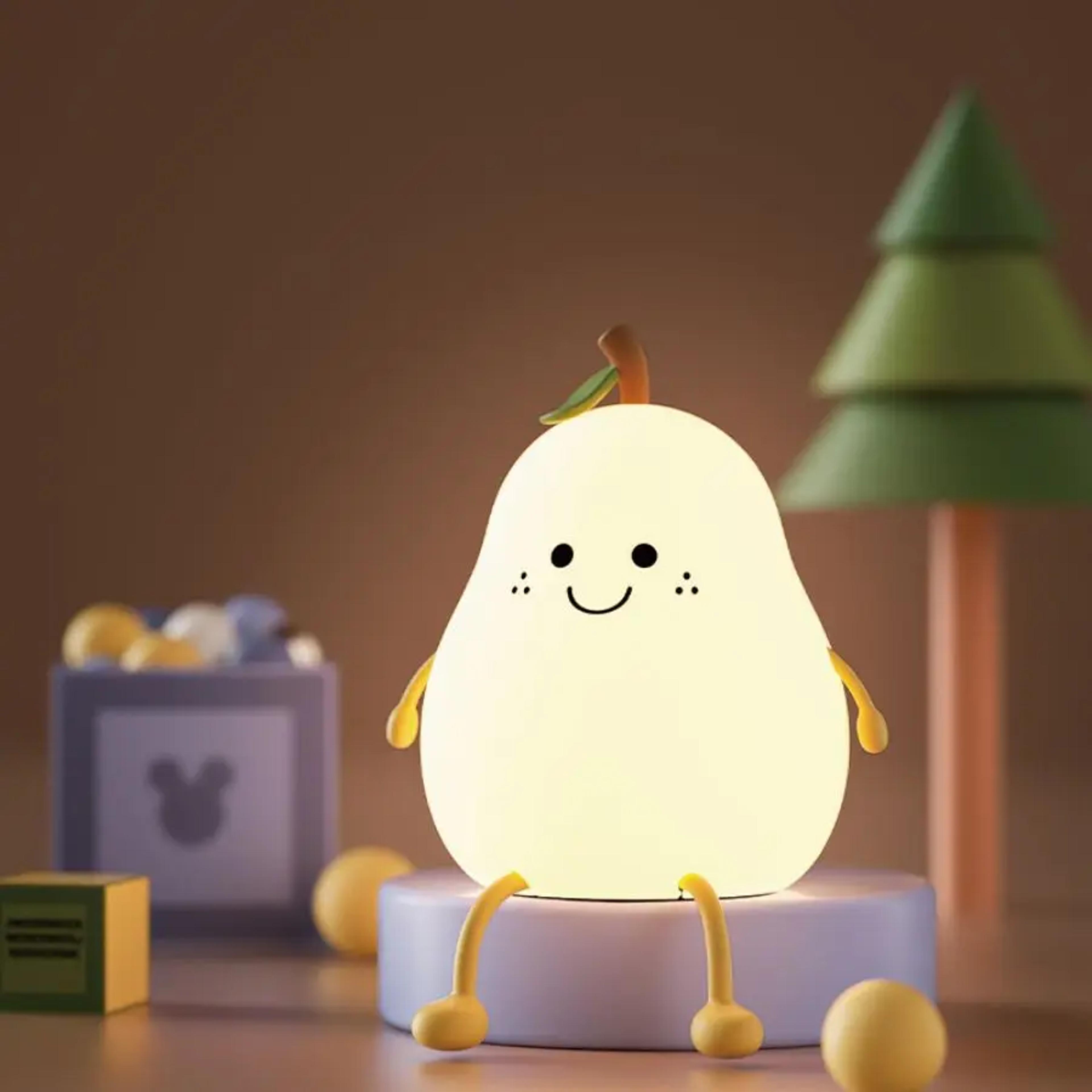 pear fruit silicone night light led bedside lamp for kids