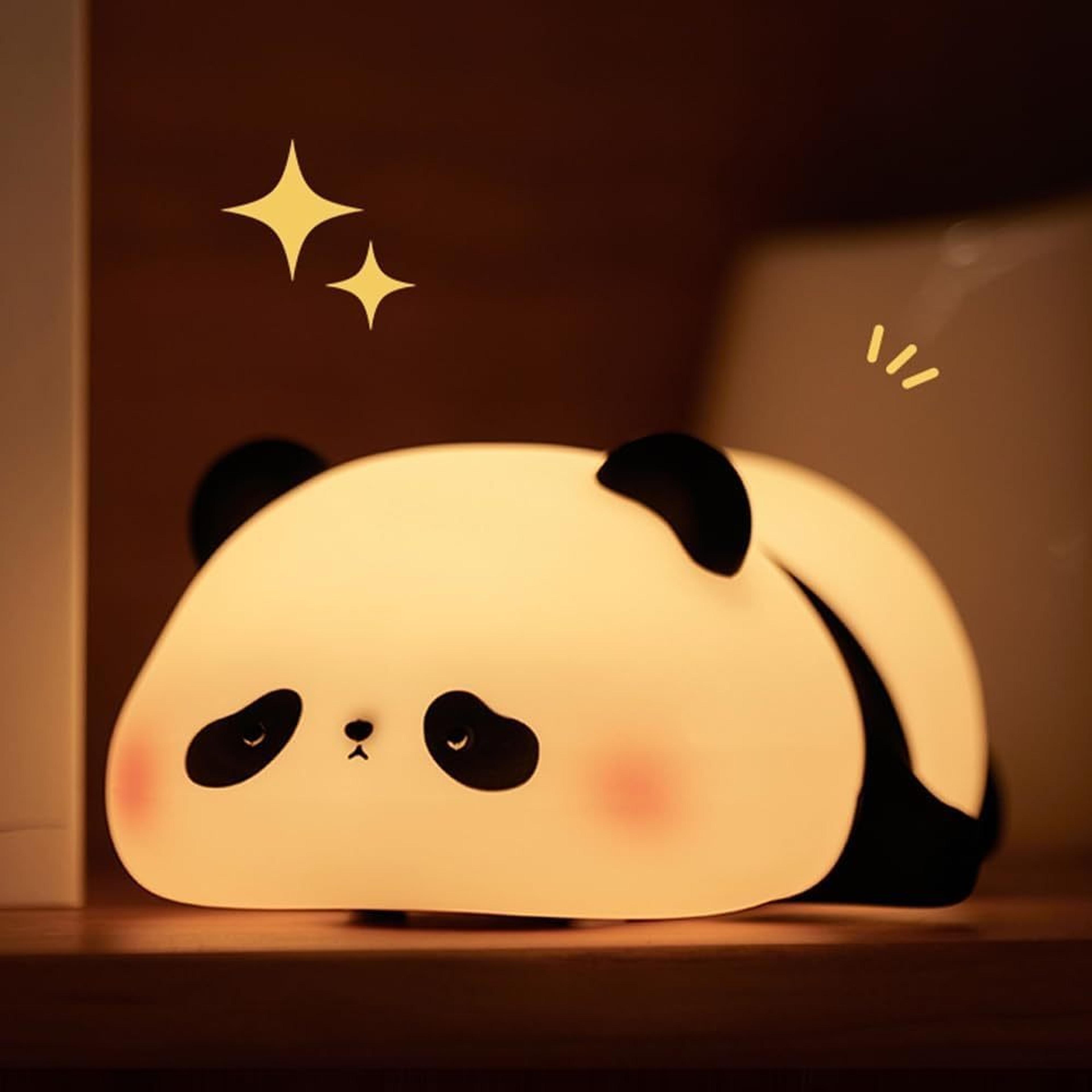adorable panda silicone night light for kids dimmable led bedside lamp