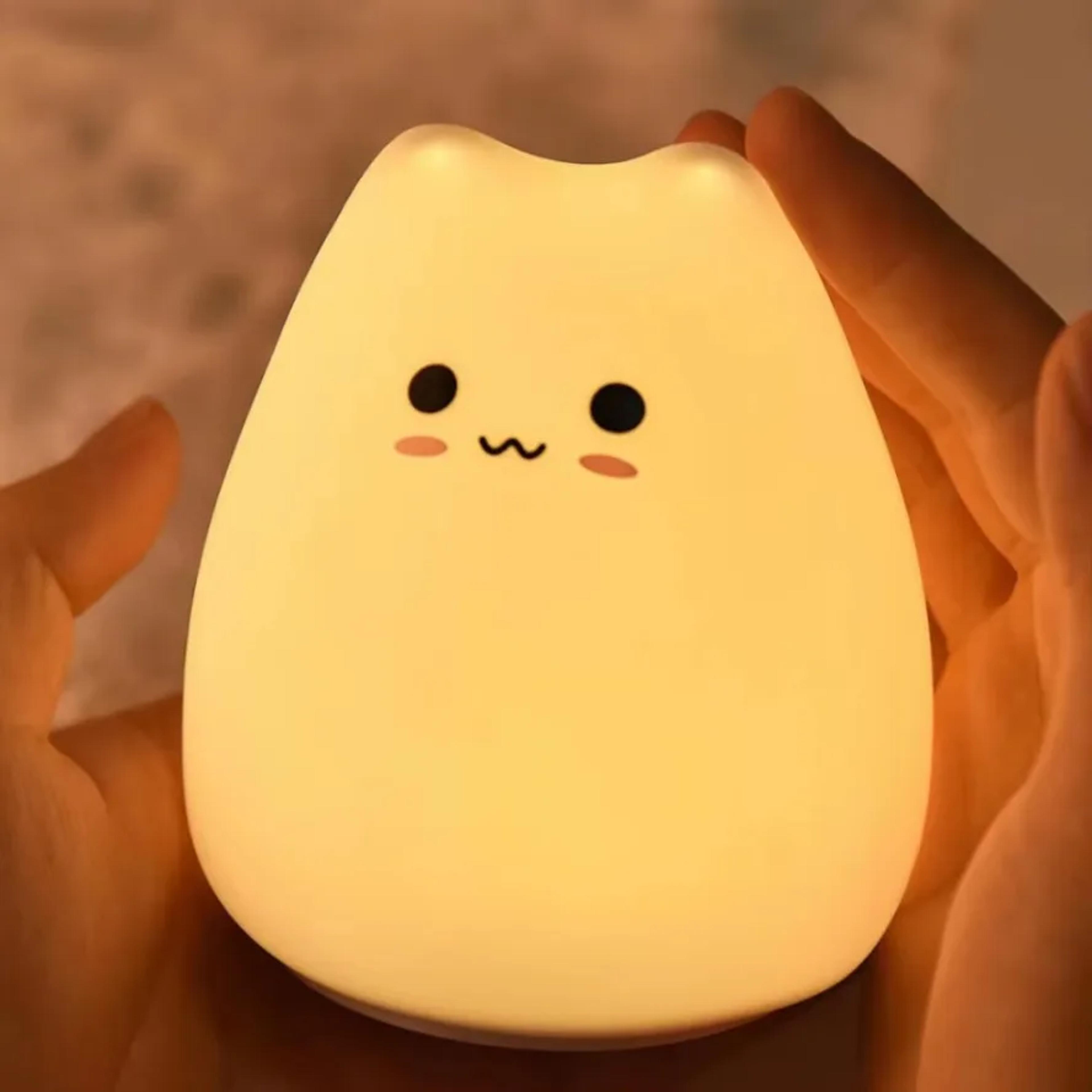 cute cat night light color silicone led lamp for kids nursery