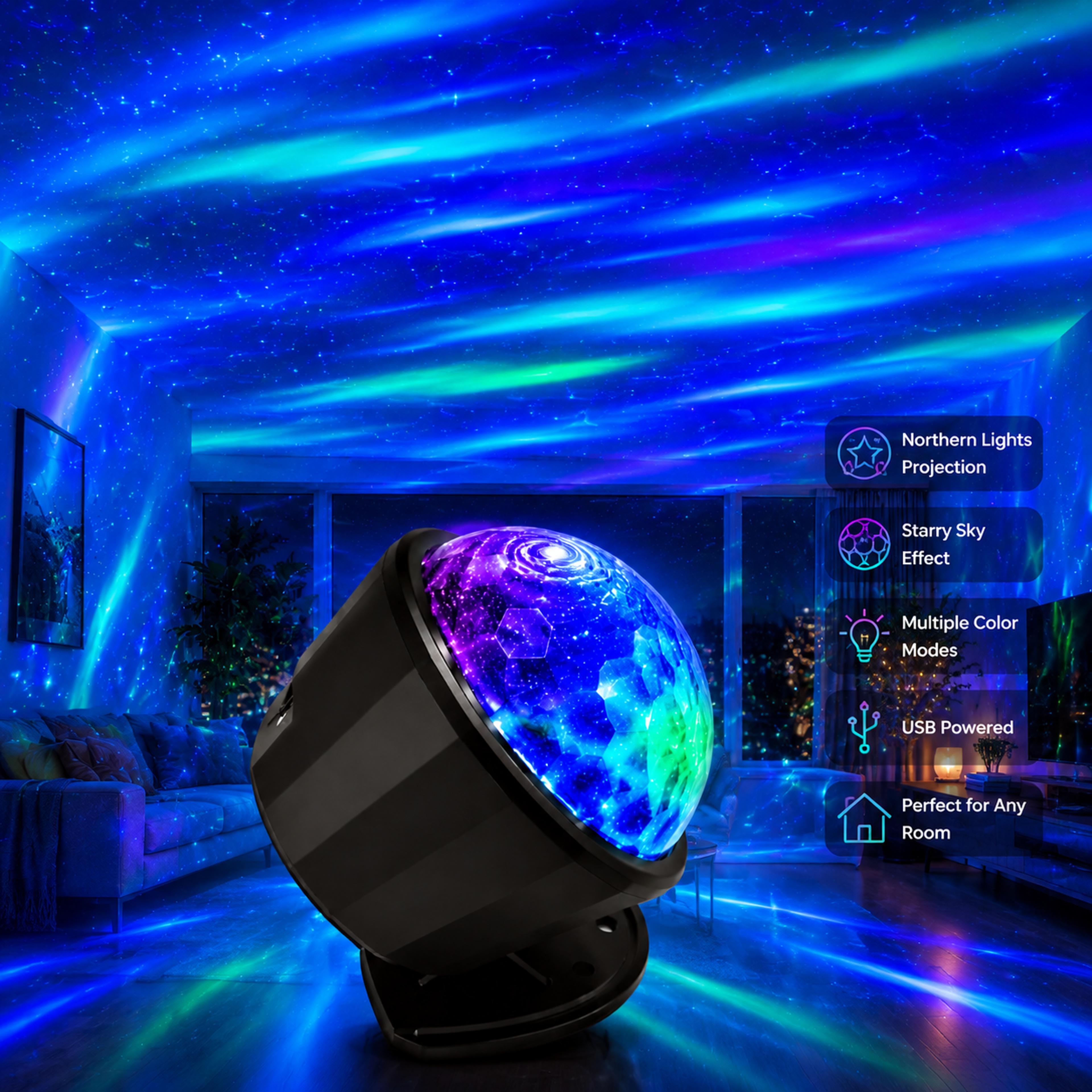 aurora galaxy projector light starry sky night lamp with led northern lights effect