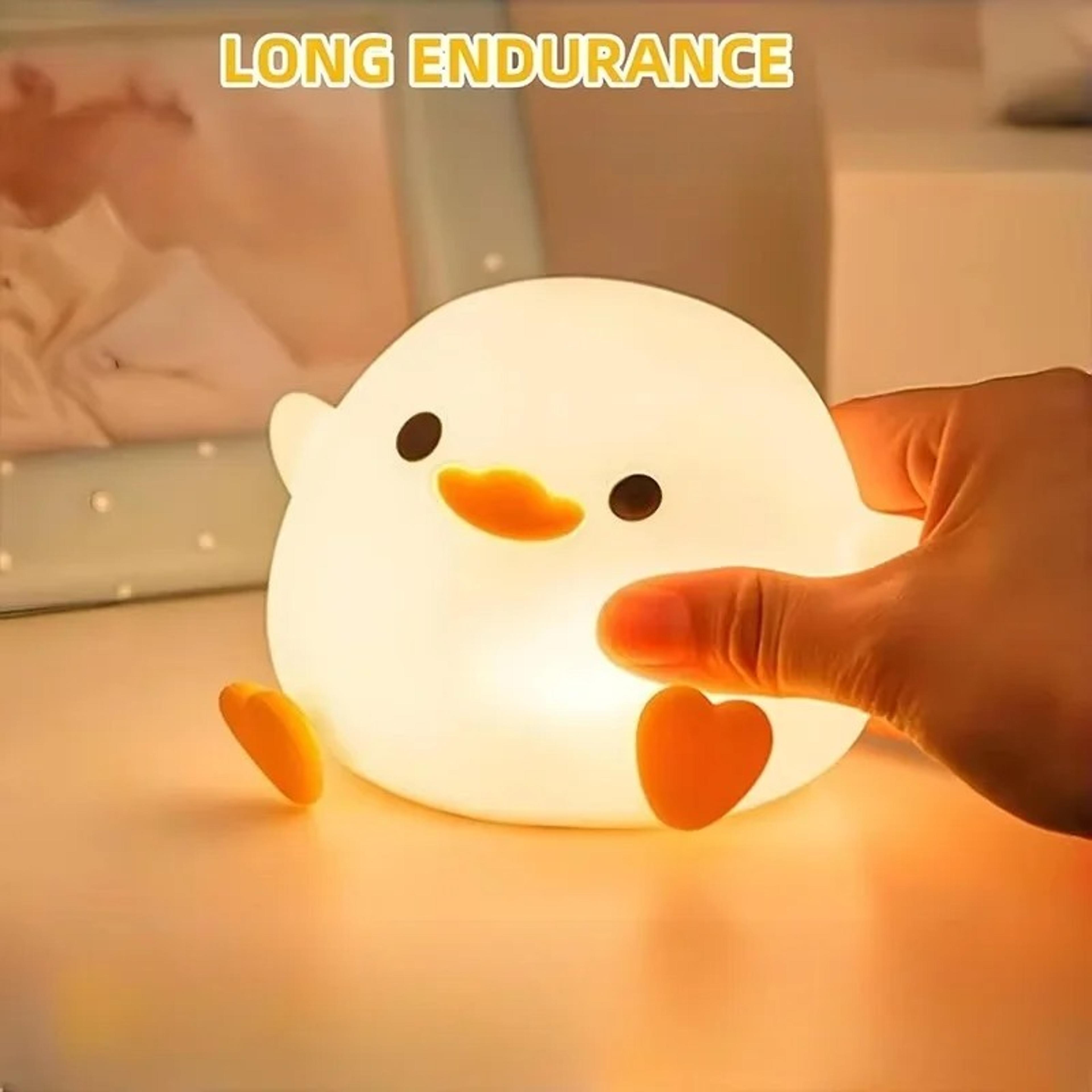 cute duck silicone night light rechargeable led lamp for kids bedroom