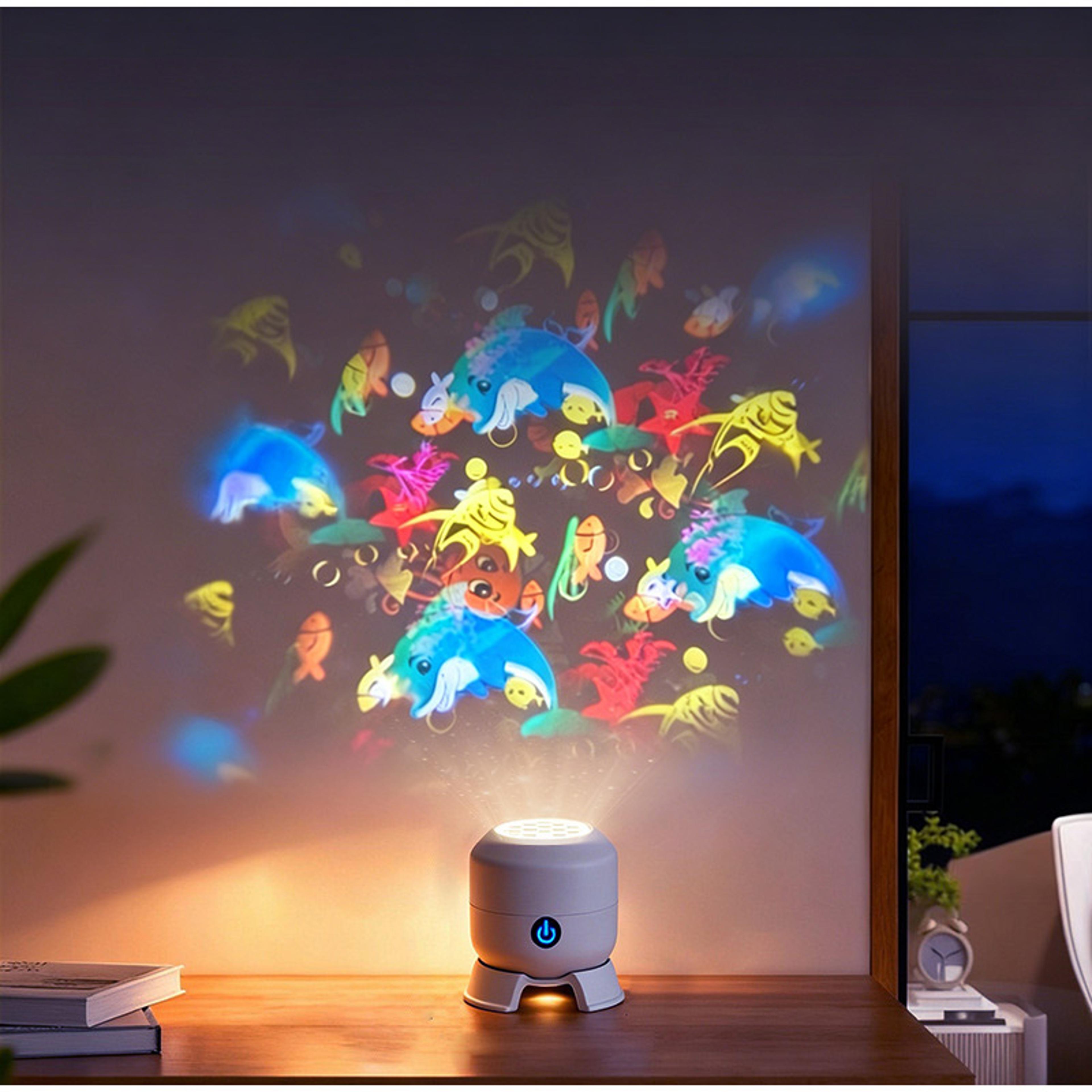 usb rechargeable ocean projector night light 360° rotating led lamp for bedroom decor