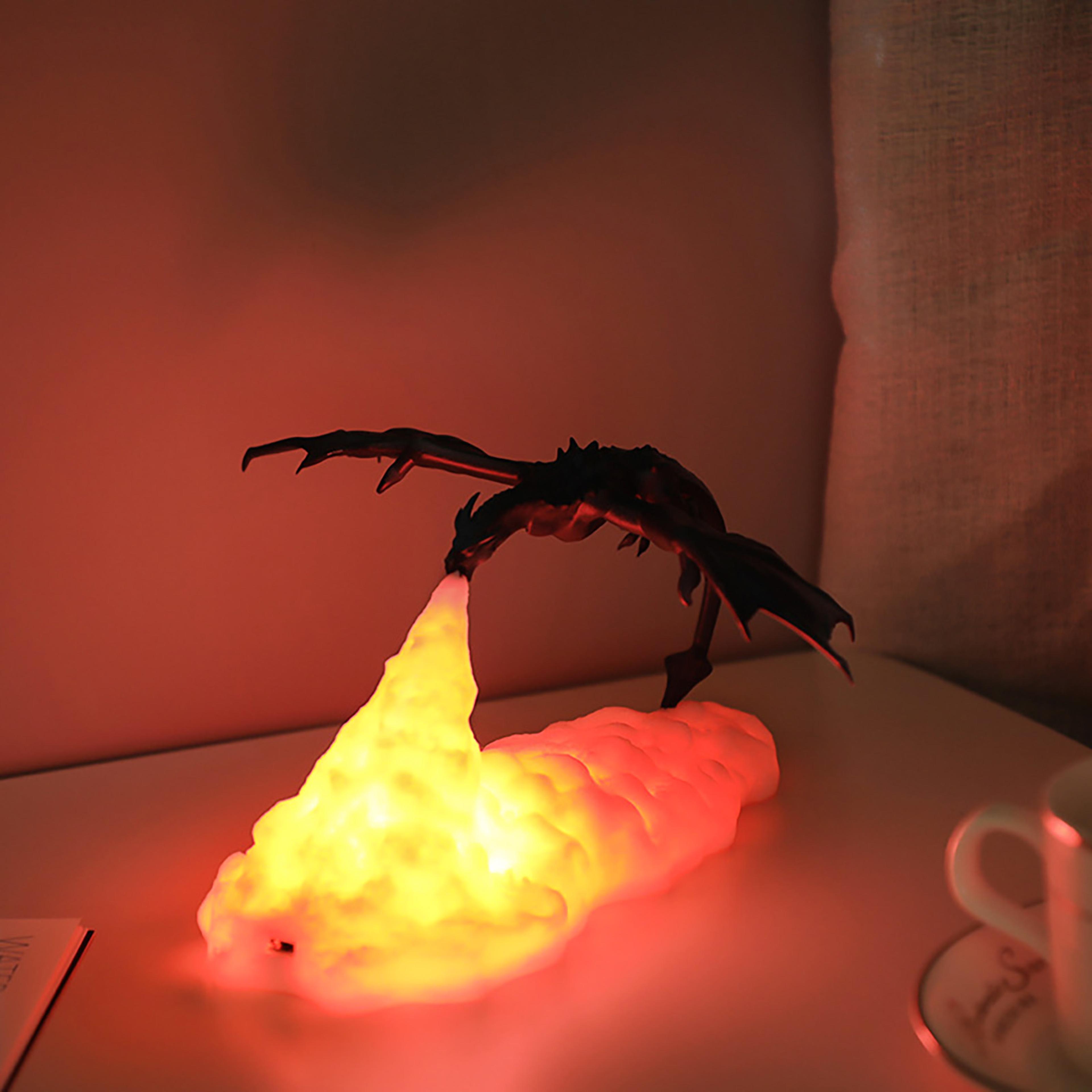 fire dragon night light rechargeable led table lamp for kids adults