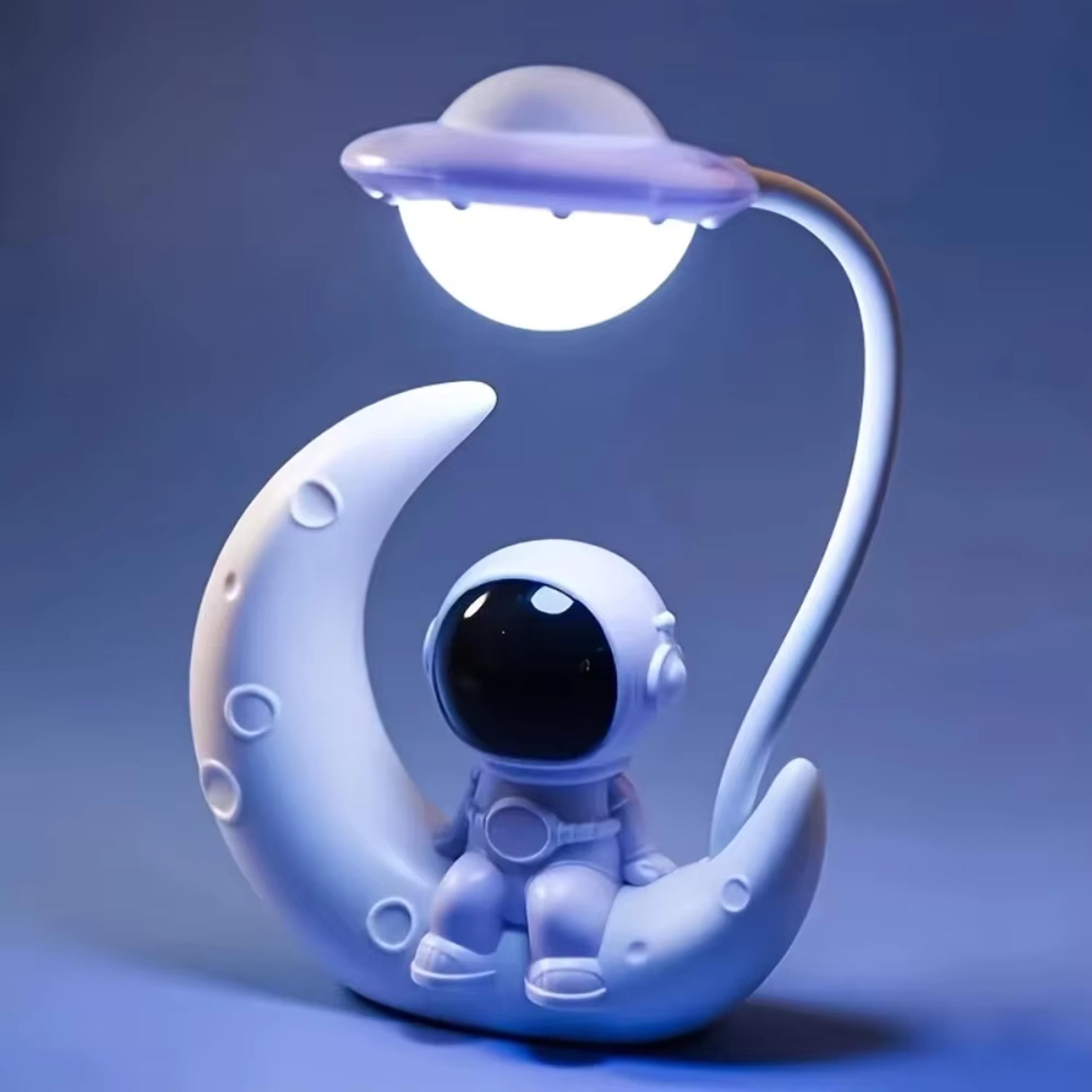 creative moon astronaut night light rechargeable desk lamp for bedroom decor