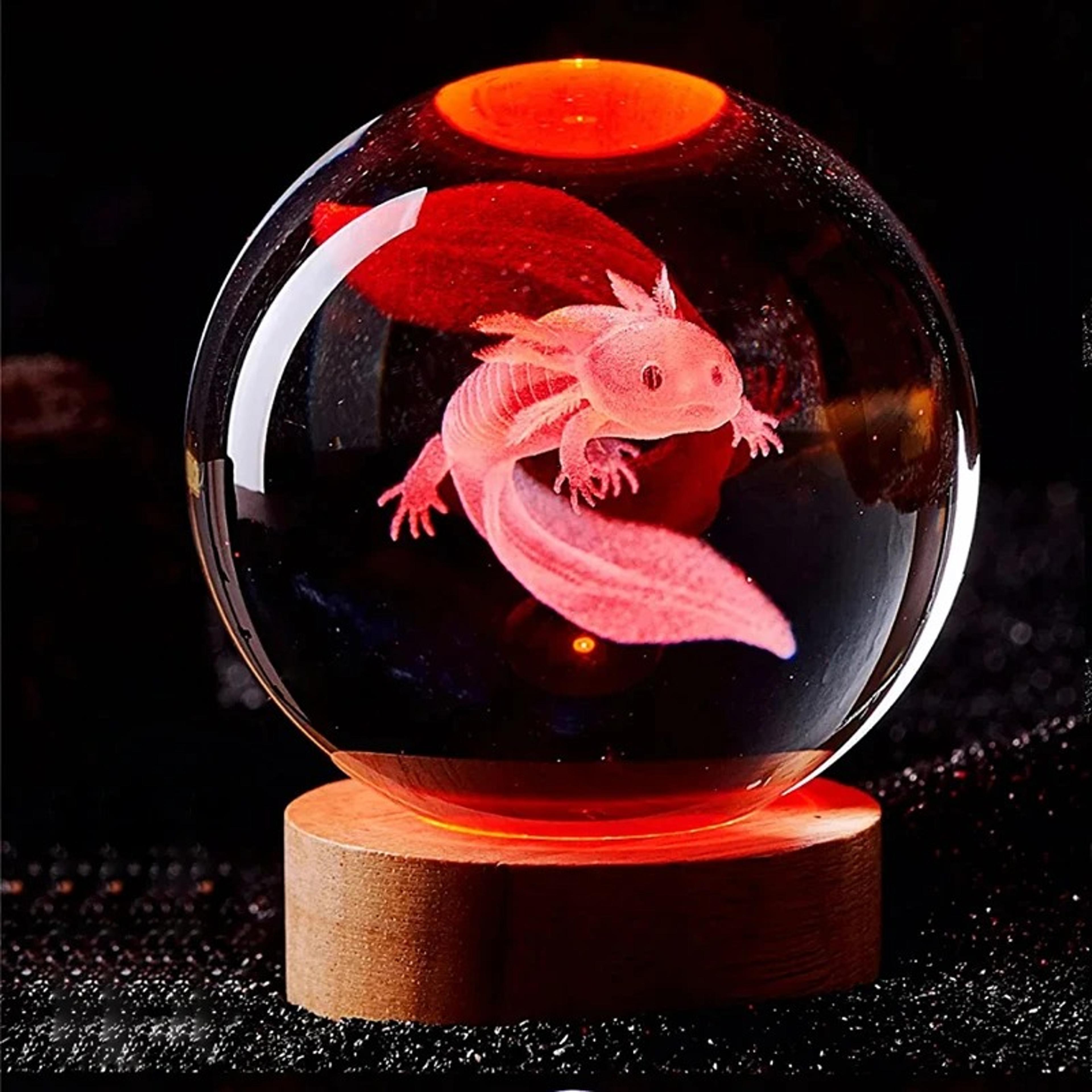 axolotl crystal ball night light laser engraved led gift decor