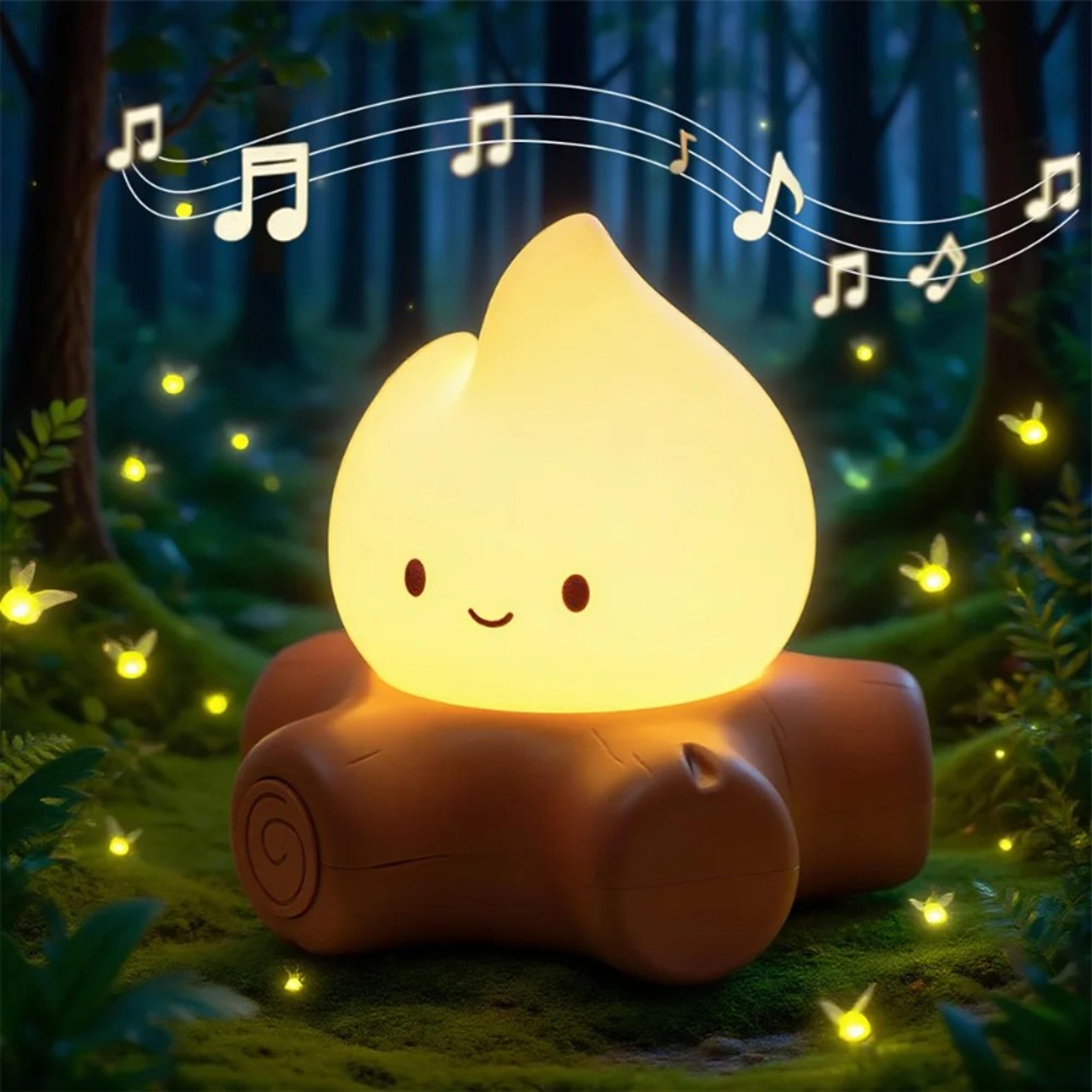 campfire night light with white noise led desk lamp for kids bedroom decor
