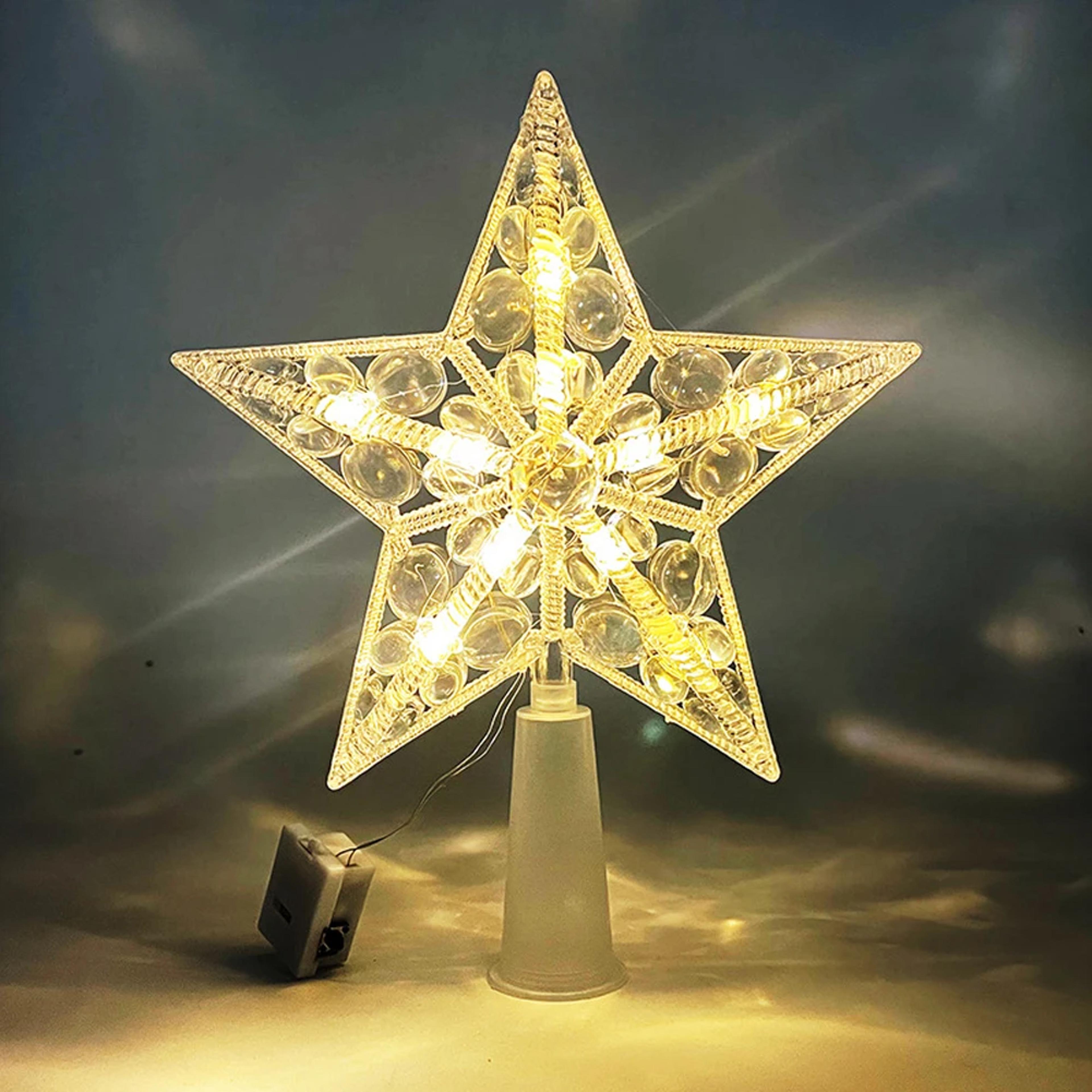 christmas tree top star light led glowing star tree topper decoration