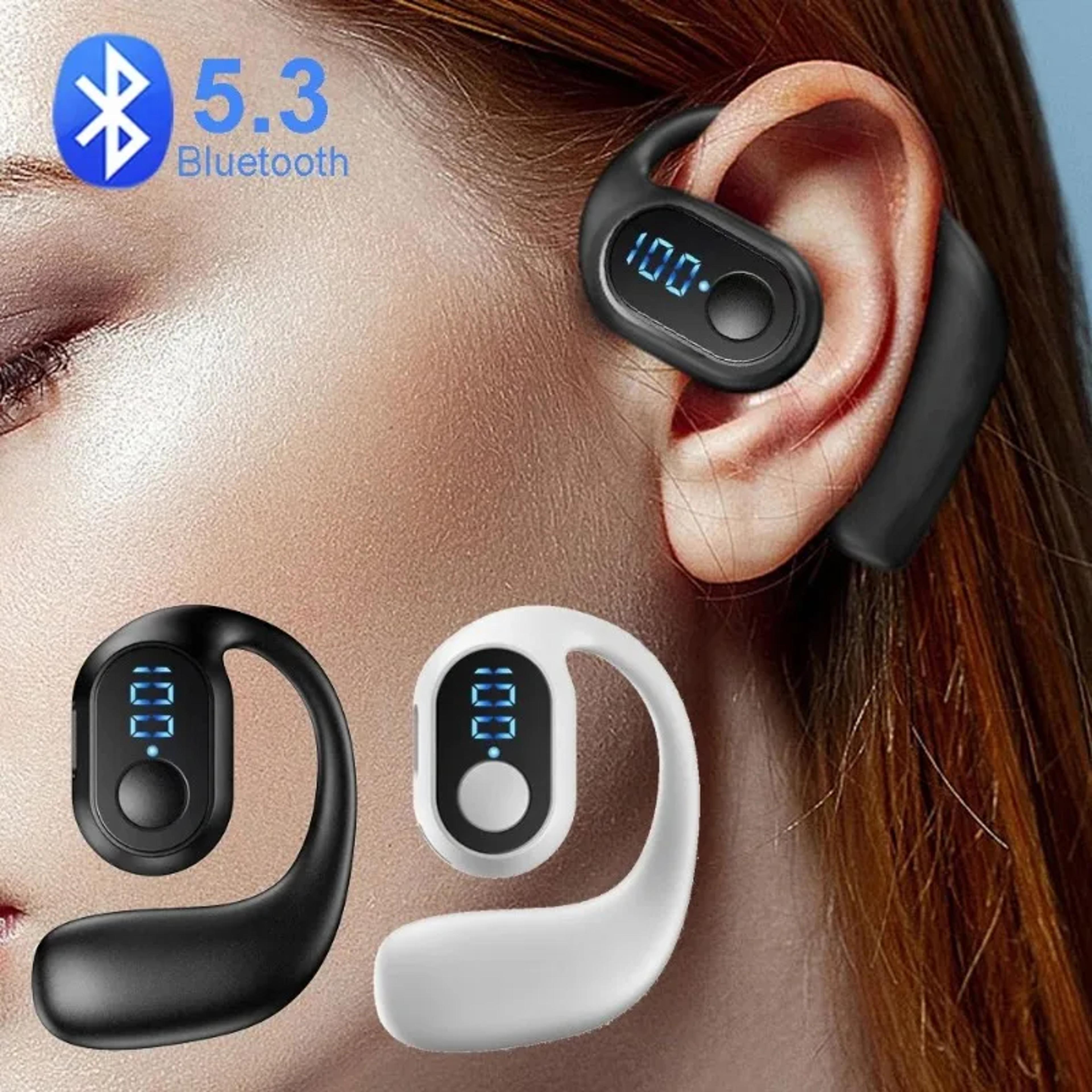 wireless ear hook headphones with hifi stereo sound and noise reduction
