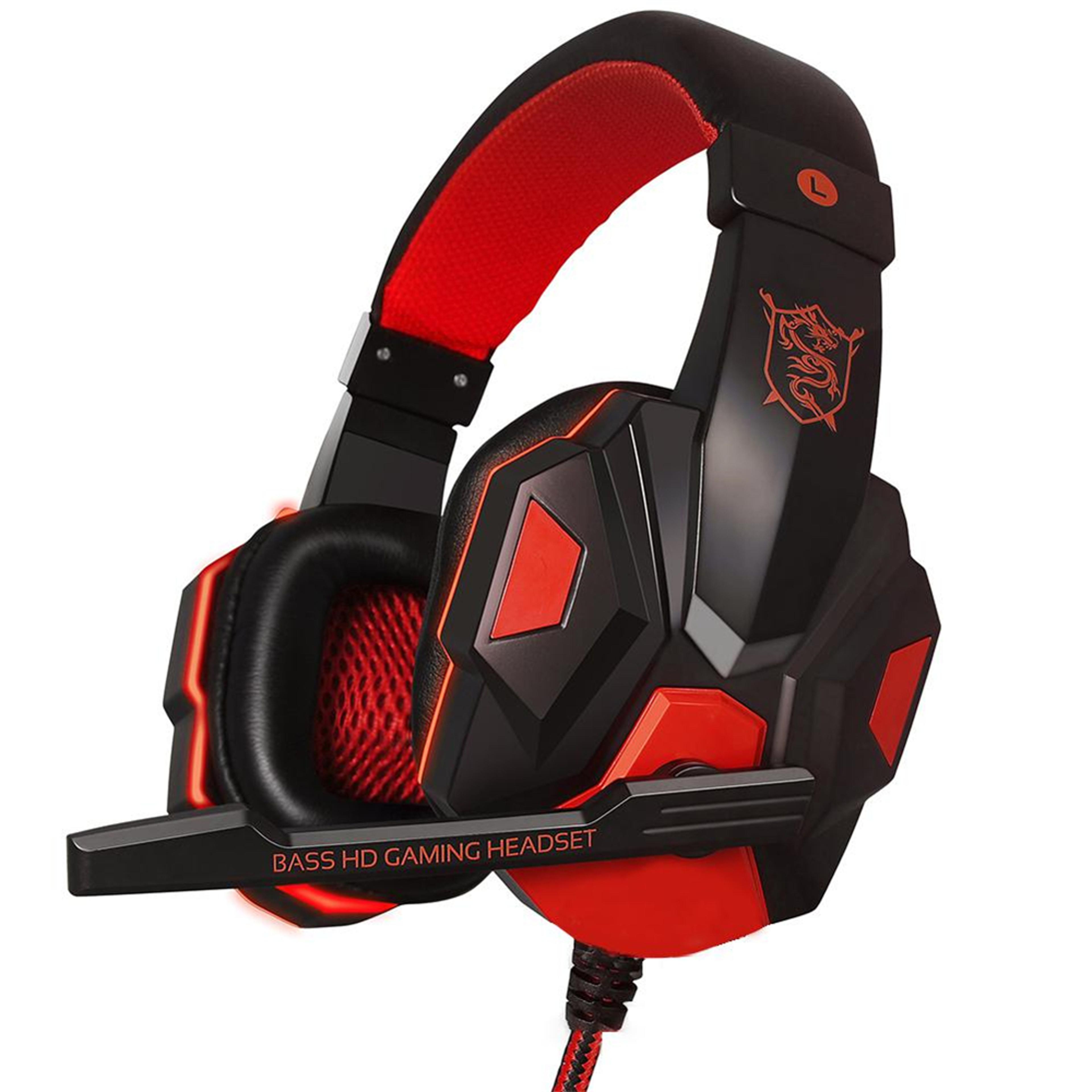 wired gaming headset with adjustable mic and stereo bass for xbox pc