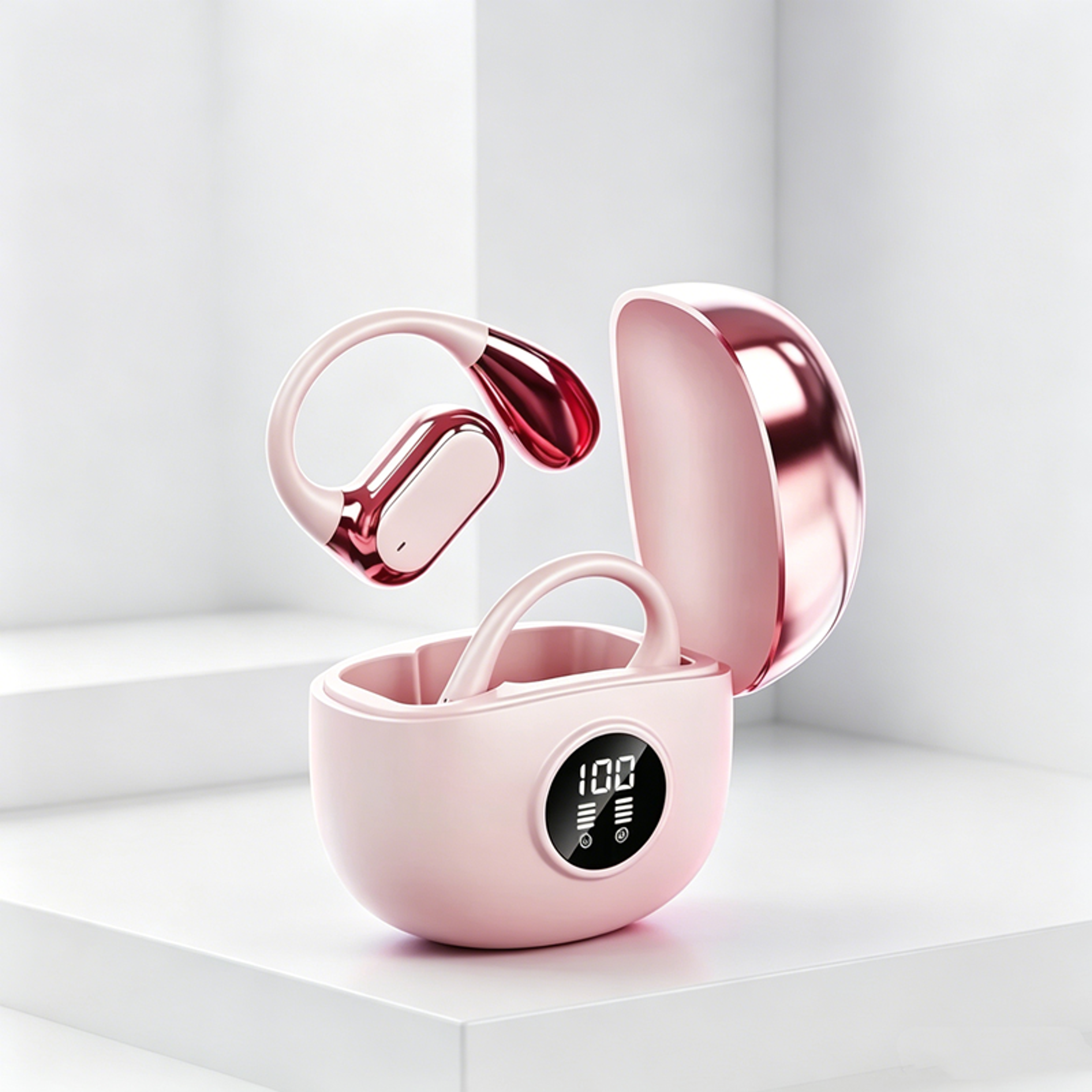 tws clip on sports headphones with deep bass comfortable wireless earbuds