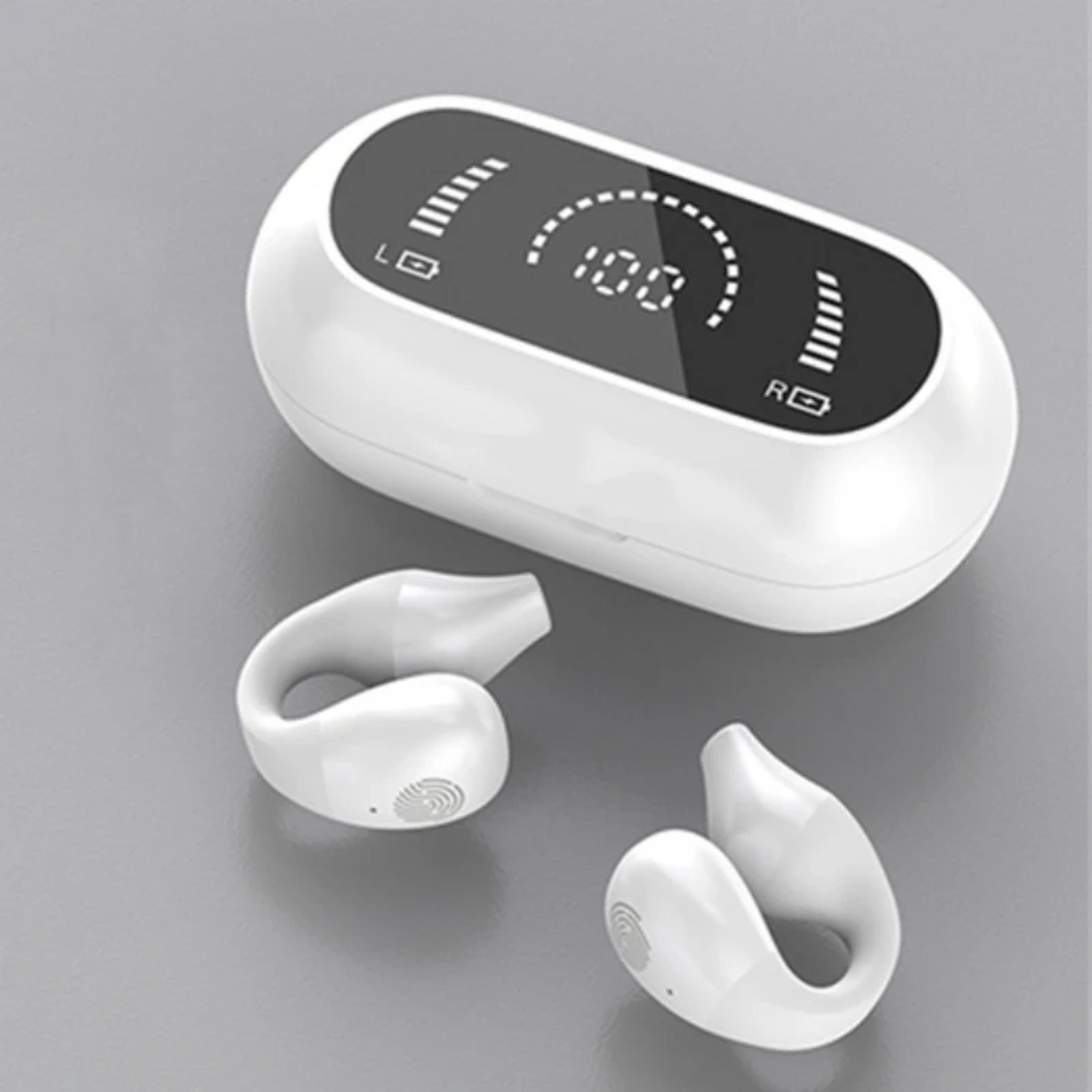 wireless bluetooth earbuds with hd sound clip on headphones and mic for sports