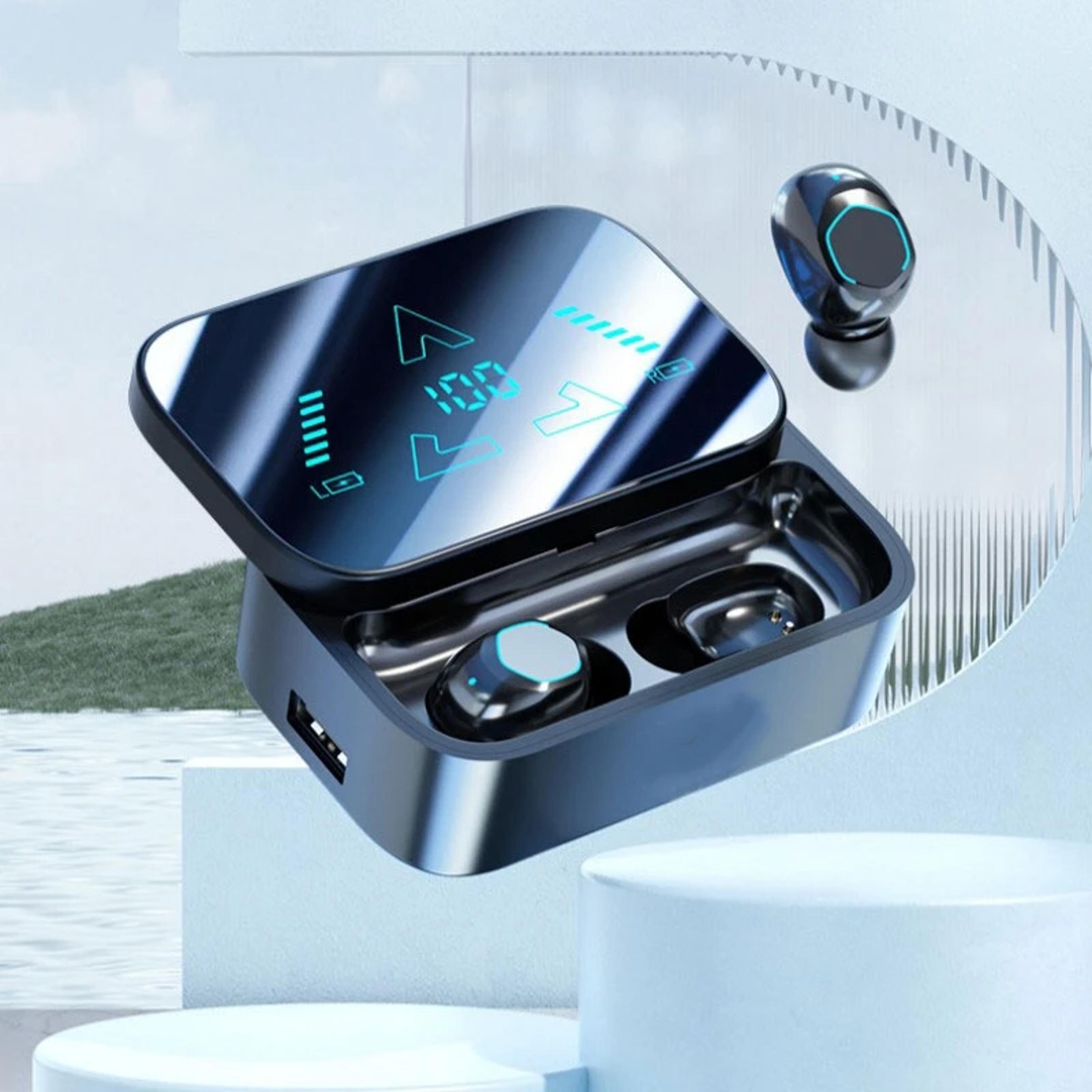 wireless bluetooth earbuds with stereo sound enc noise reduction and led power display