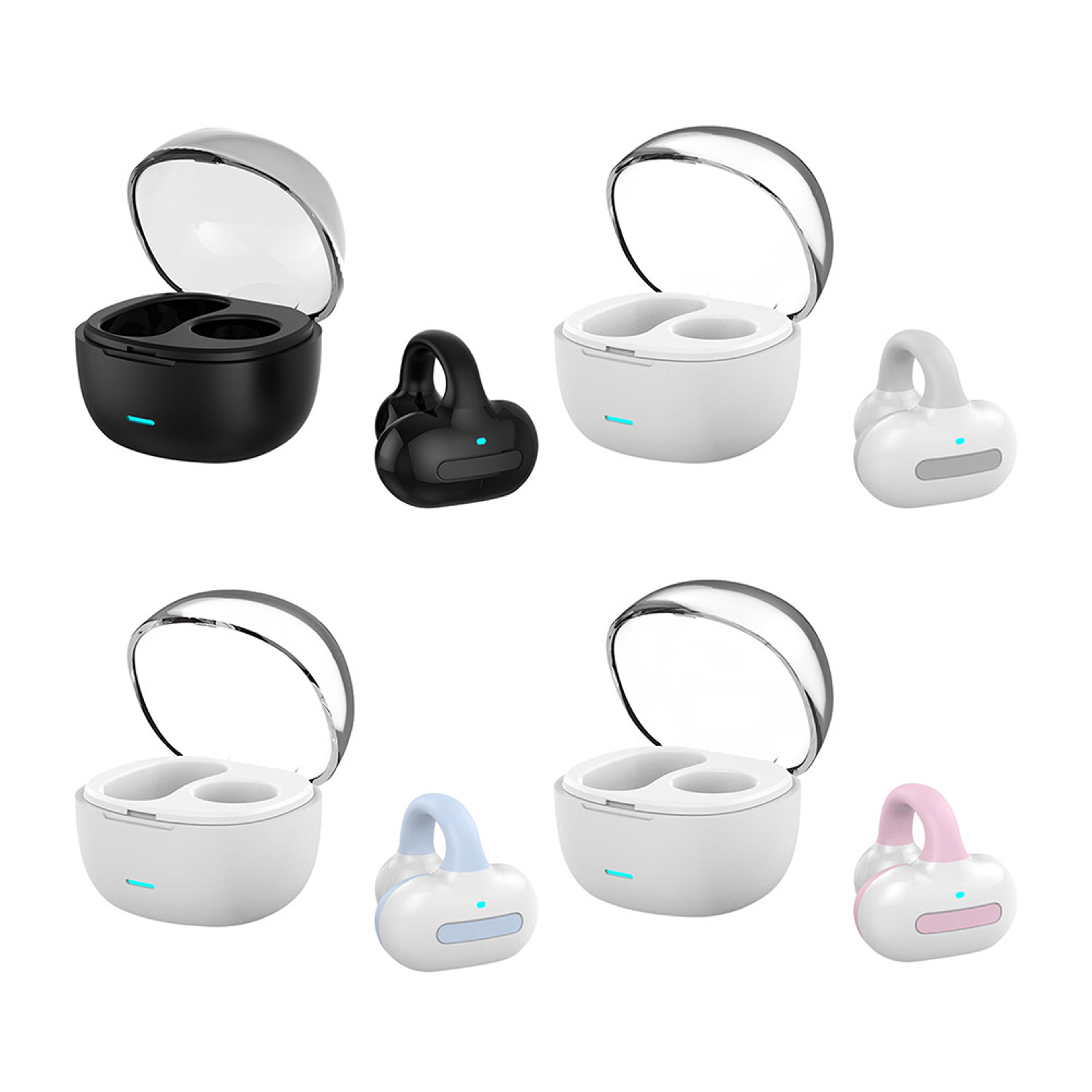 ear clip wireless headphones with hifi stereo sound and charging case black