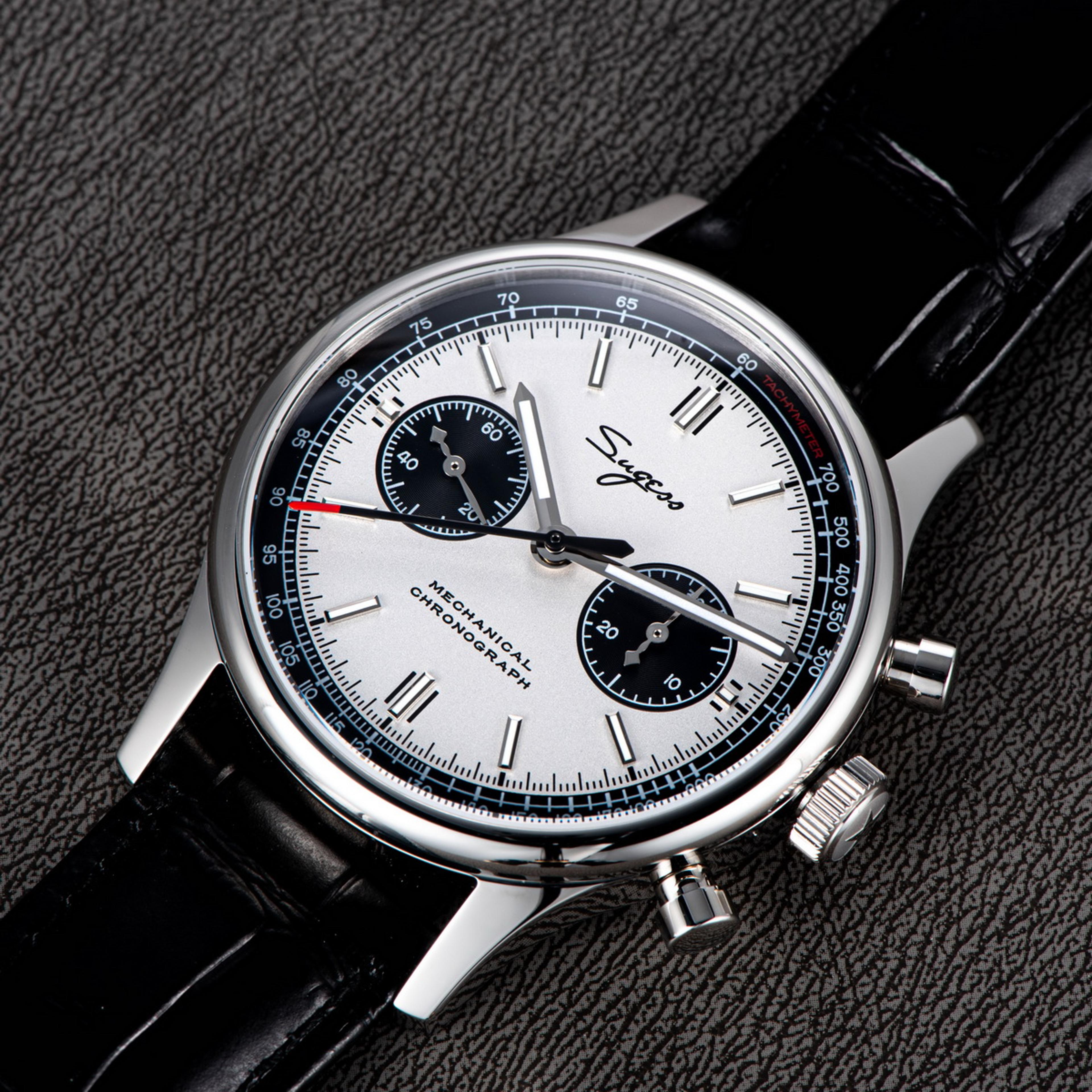 mechanical chronograph panda watch men sapphire automatic air force style wristwatch