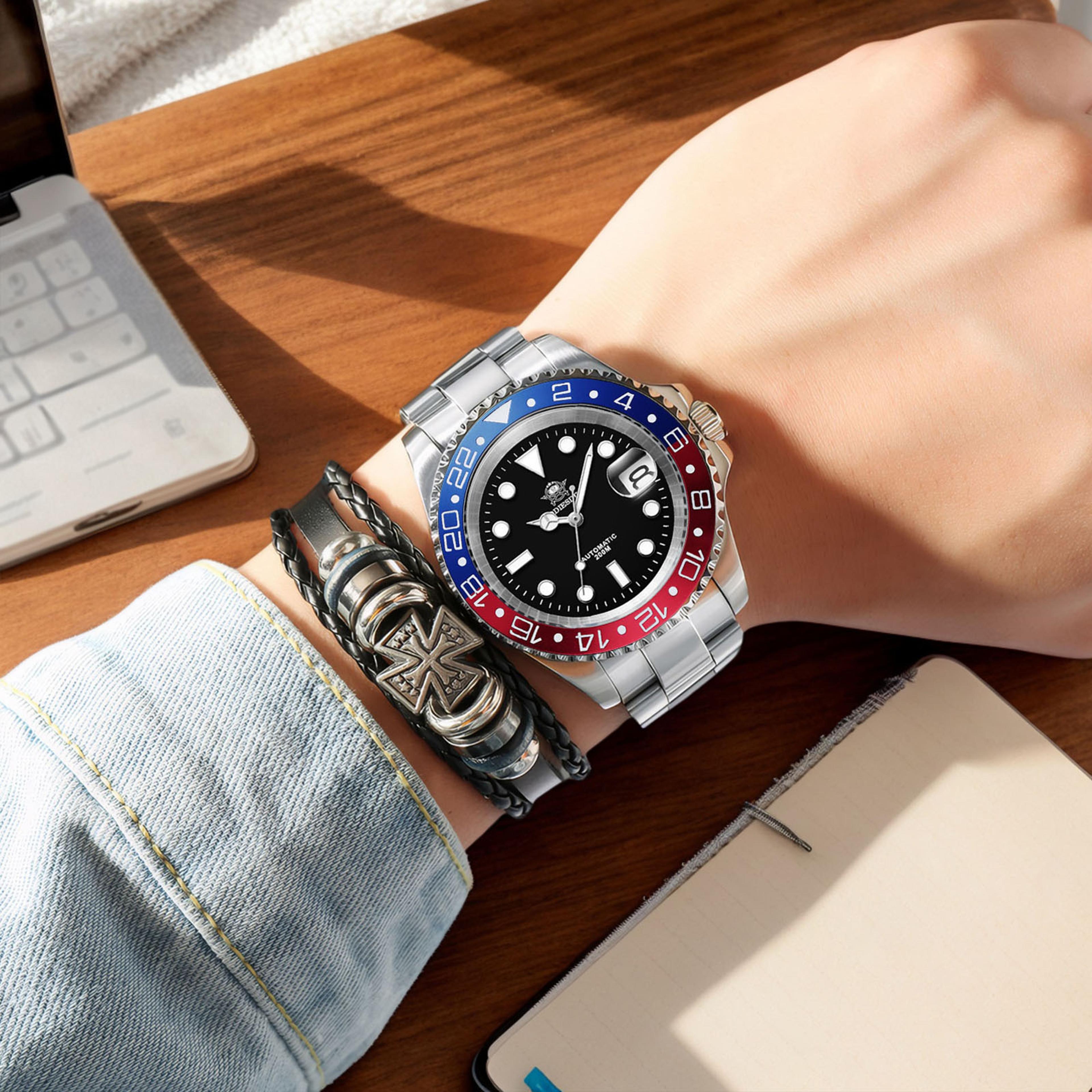 mens automatic mechanical business watch waterproof sapphire crystal luminous wristwatch