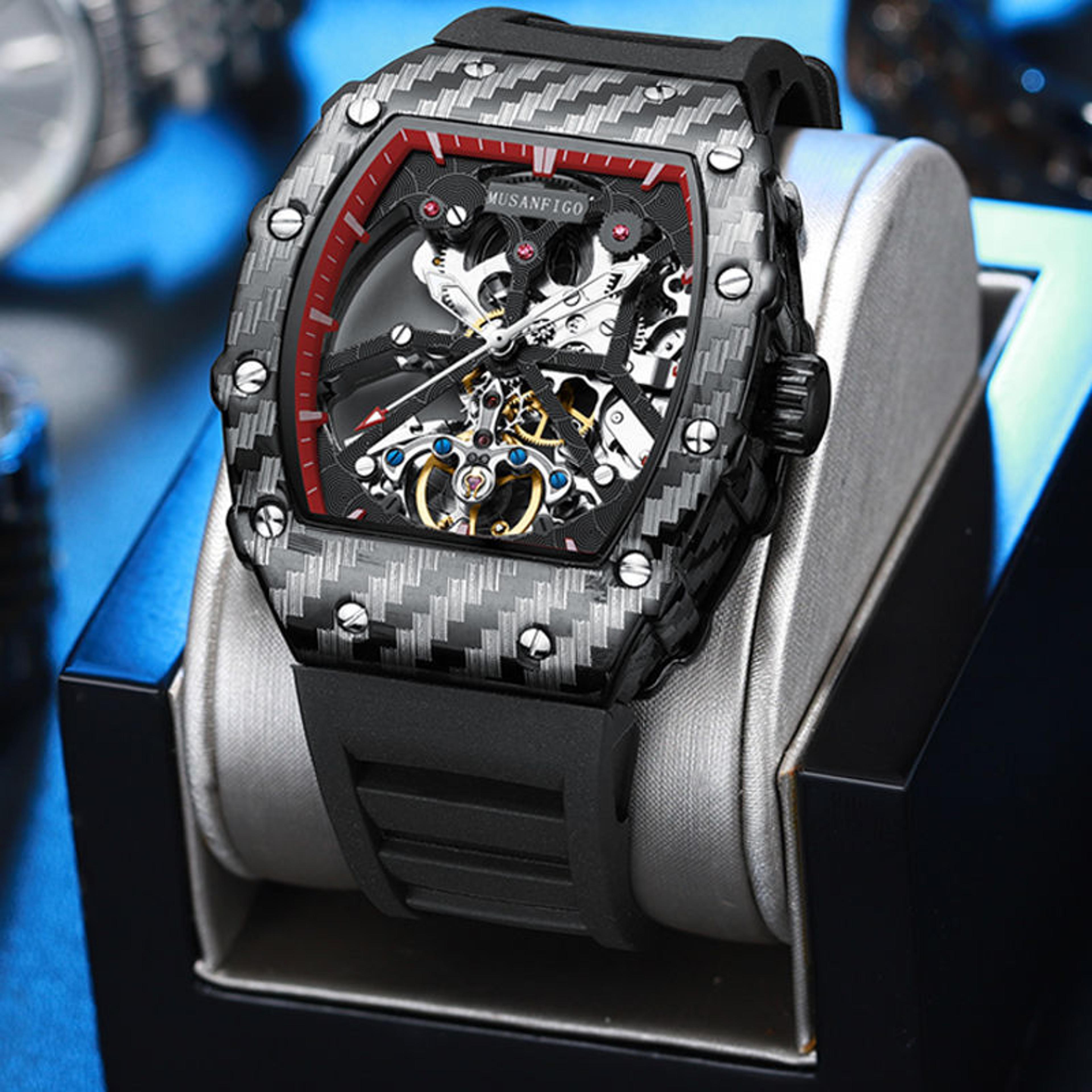 luxury mens skeleton mechanical watch automatic casual business wristwatch