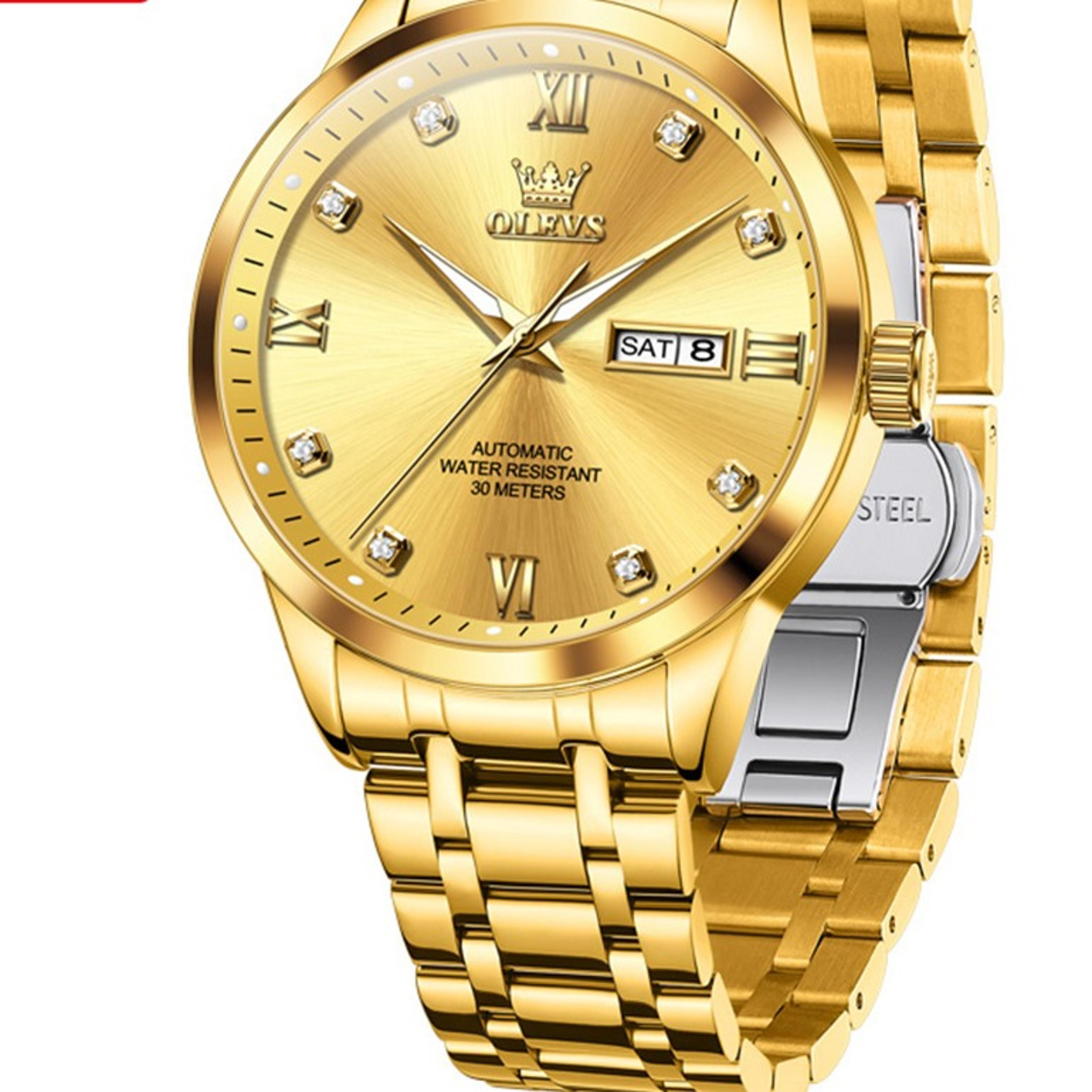 automatic mechanical watch waterproof luminous dual calendar stainless steel