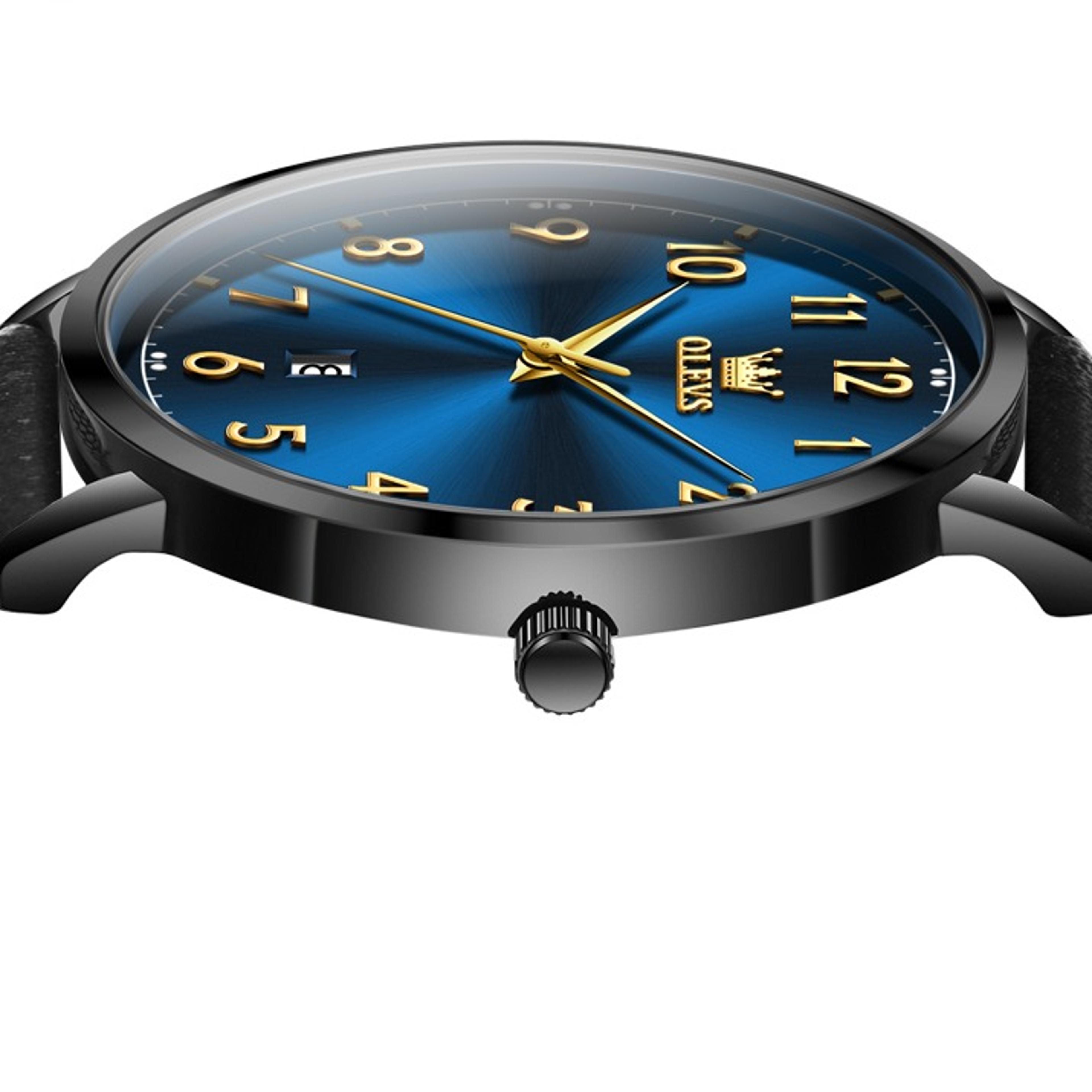 minimalist mens quartz watch with auto date and water resistant design