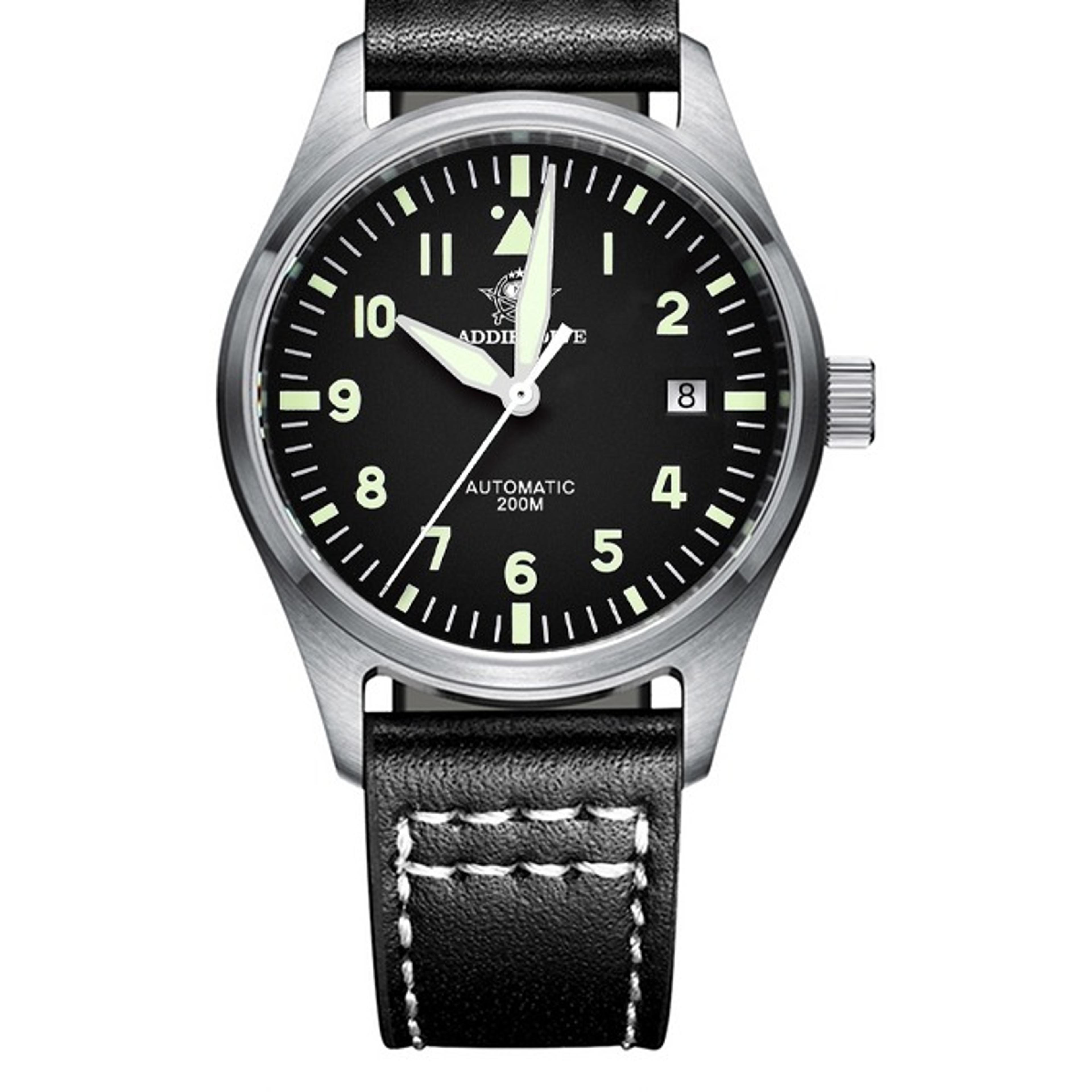 automatic mechanical diving watch waterproof mens leather retro watch