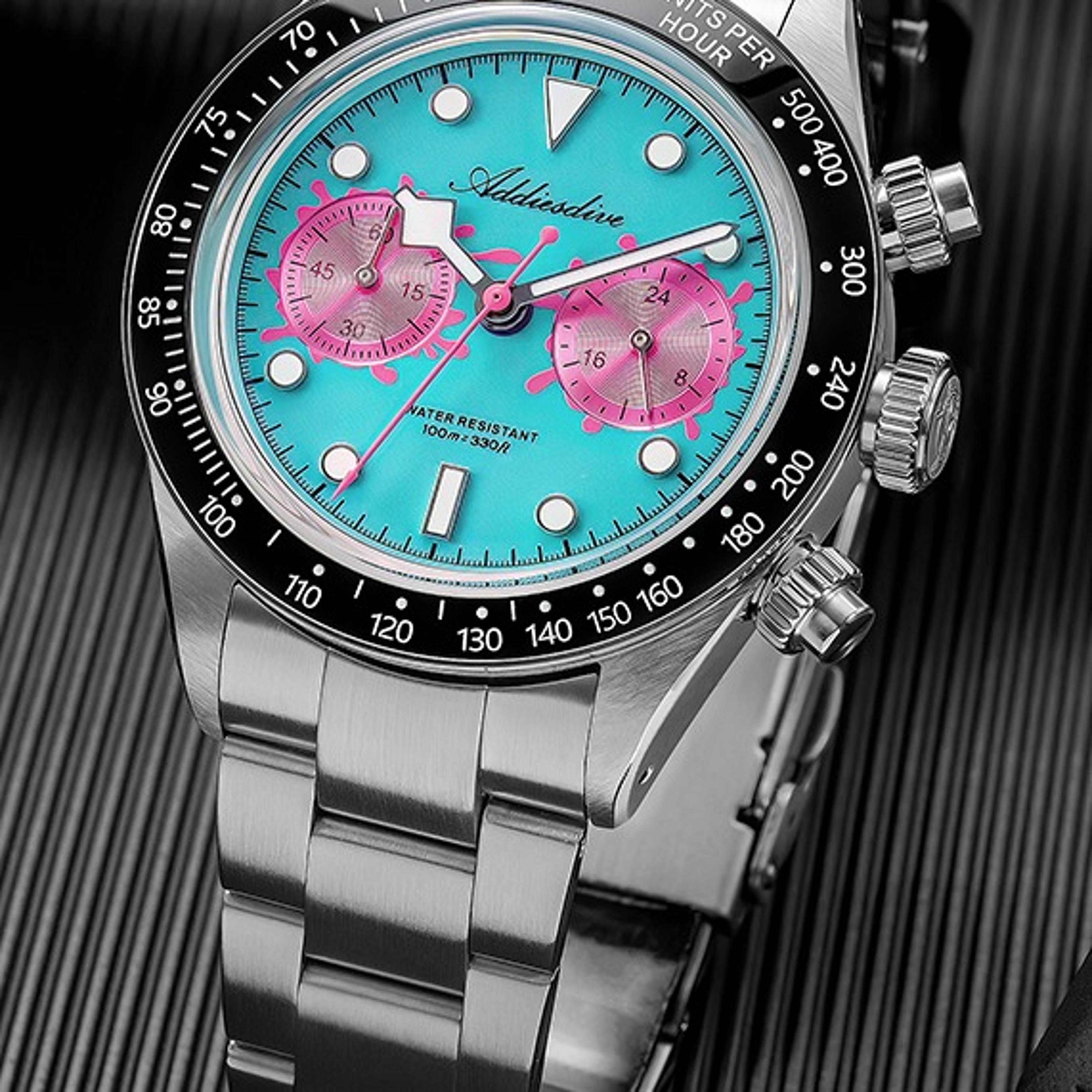 luxury mens quartz watch with ceramic bezel waterproof blue lume dial