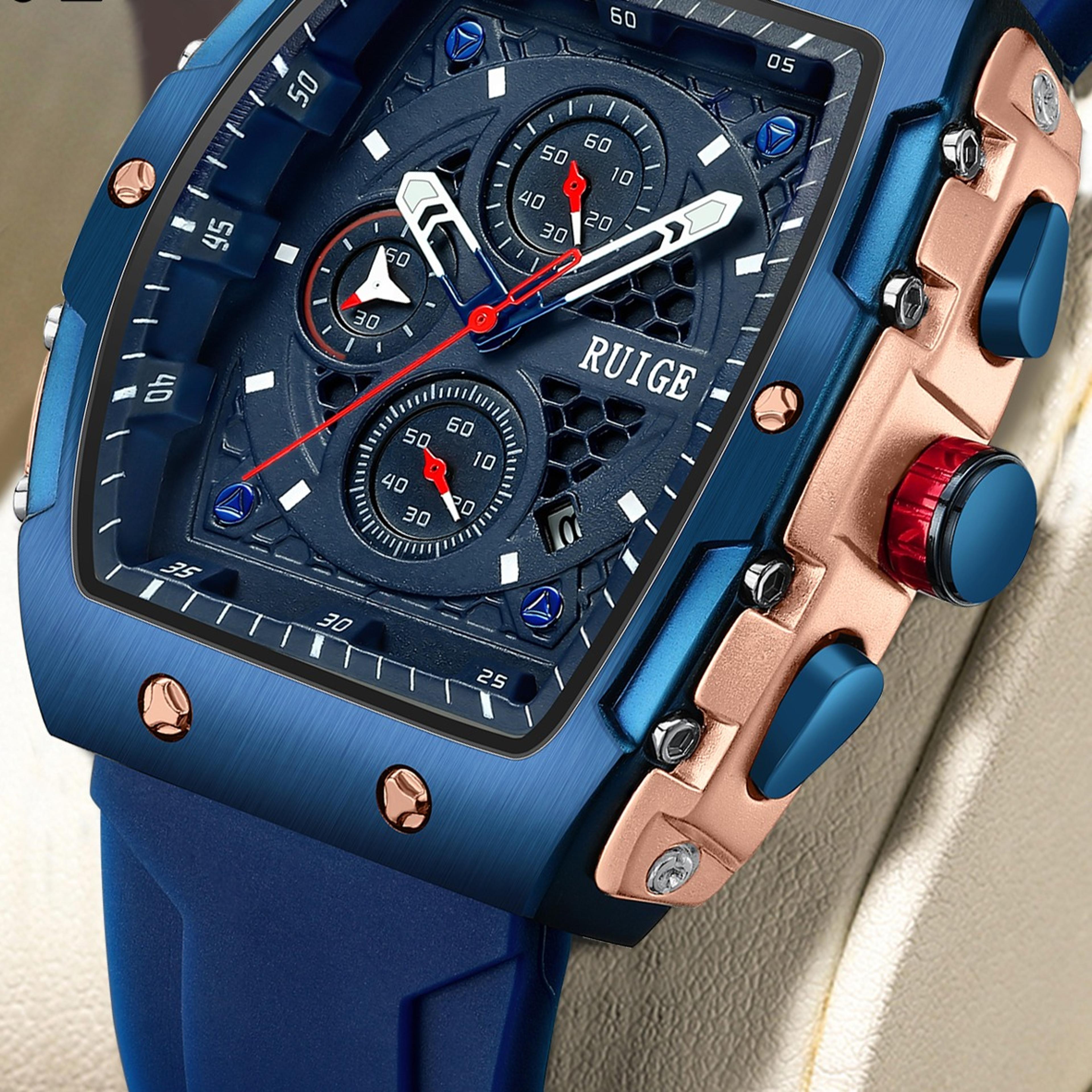outdoor wine barrel style mens quartz watch with night light waterproof design