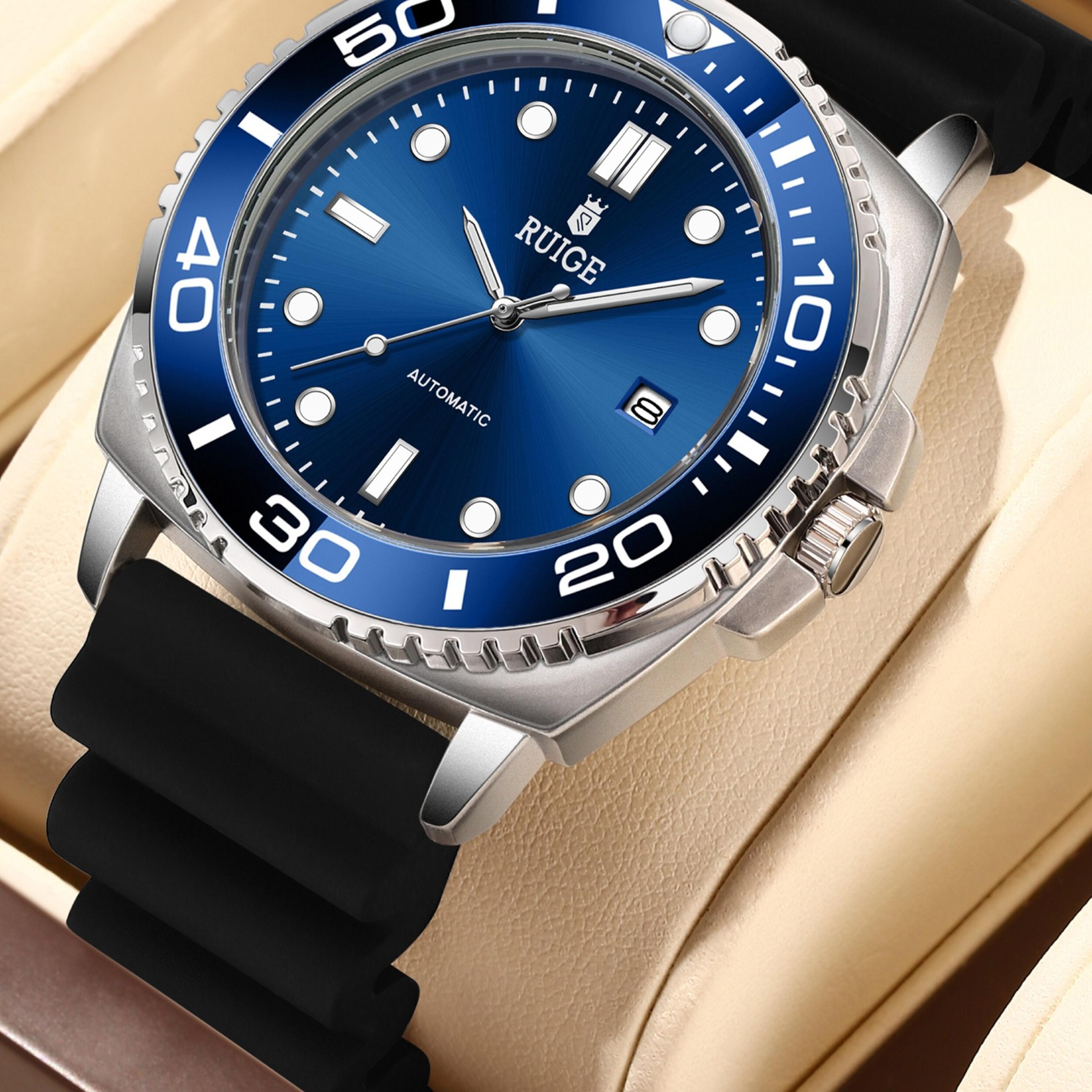 mens automatic mechanical watch with calendar waterproof night light fashion design
